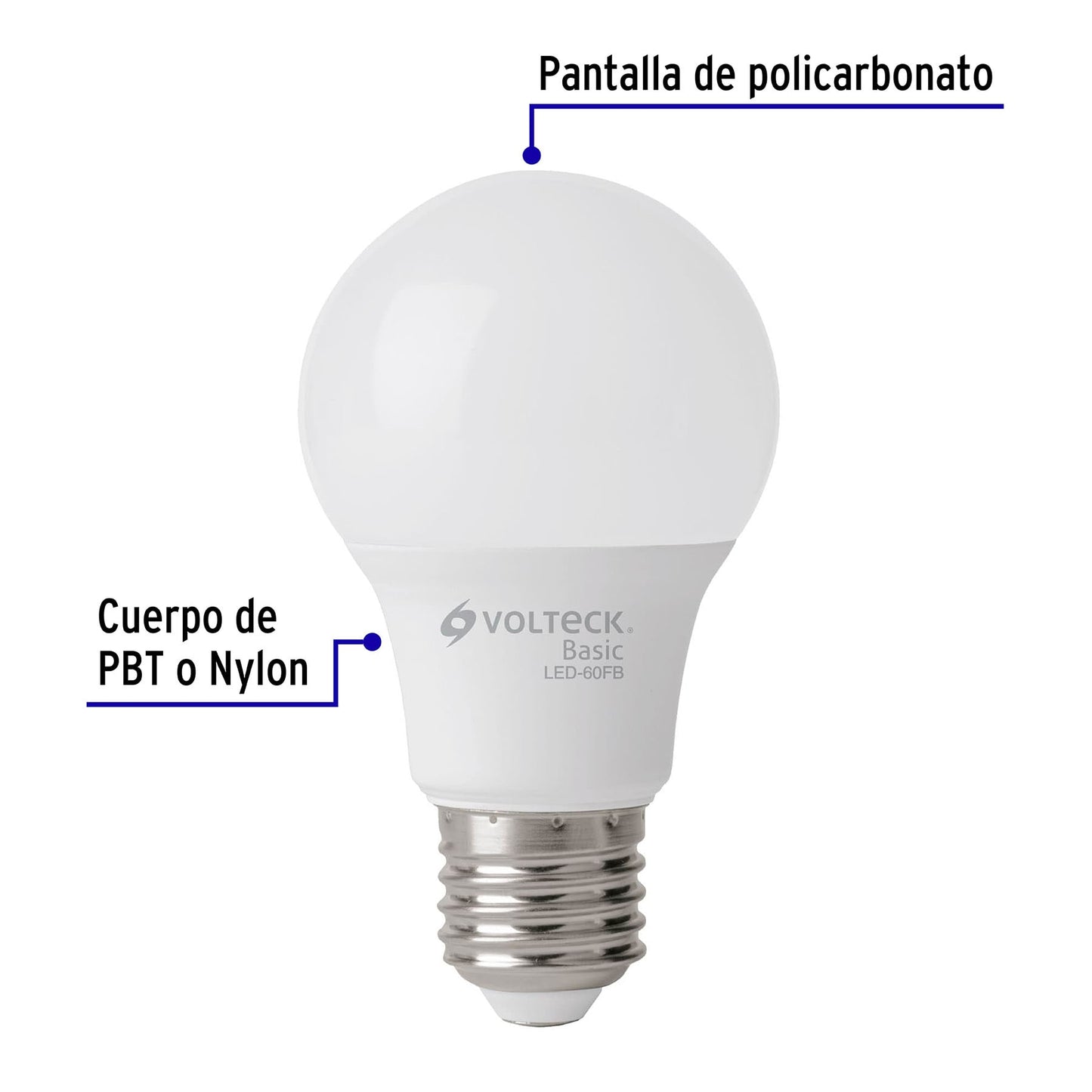 Lampara de LED A19 8 W luz de dia Basic 28061 Volteck Pieza