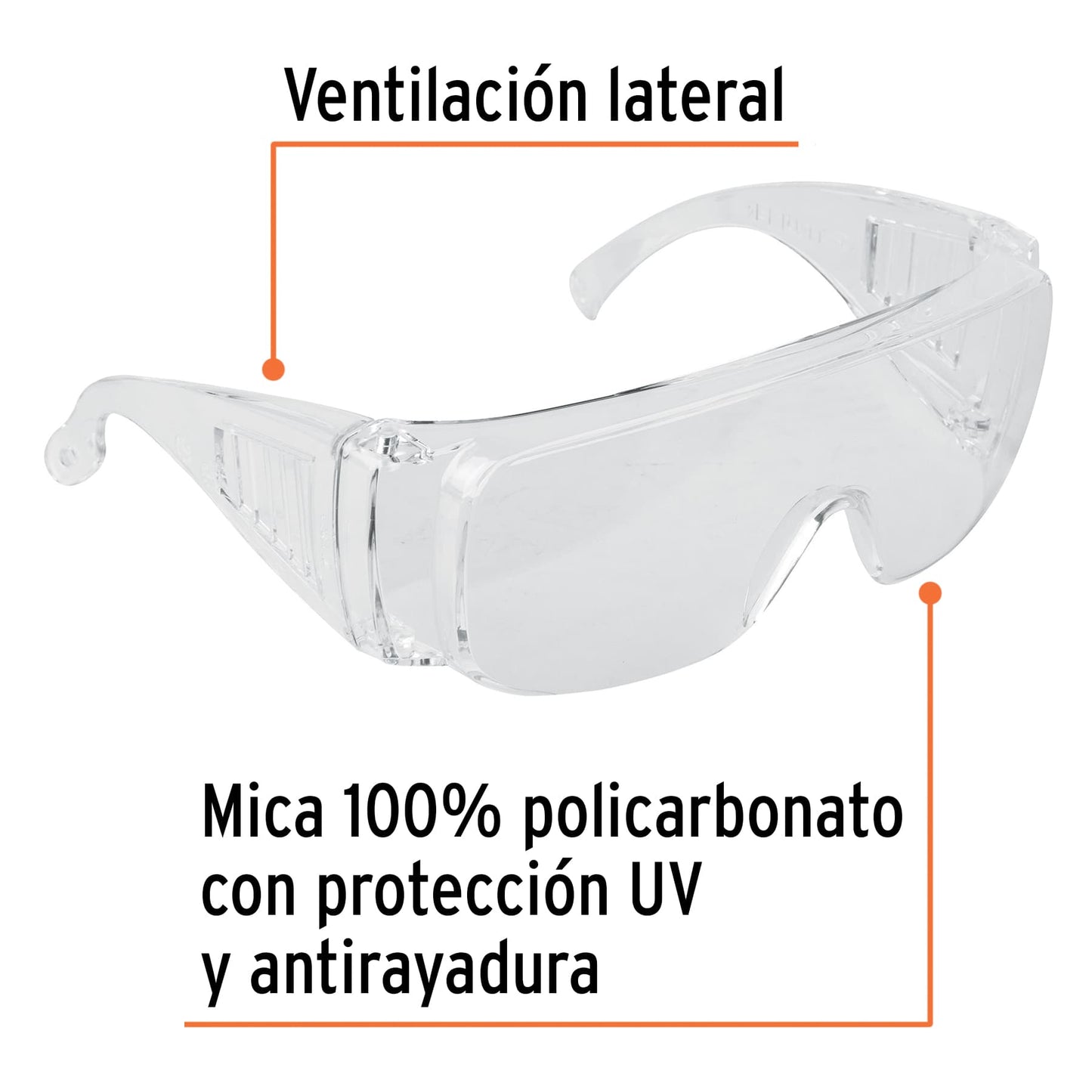 Lentes de seguridad tradicional ventilacion transparente 14252 truper Pieza