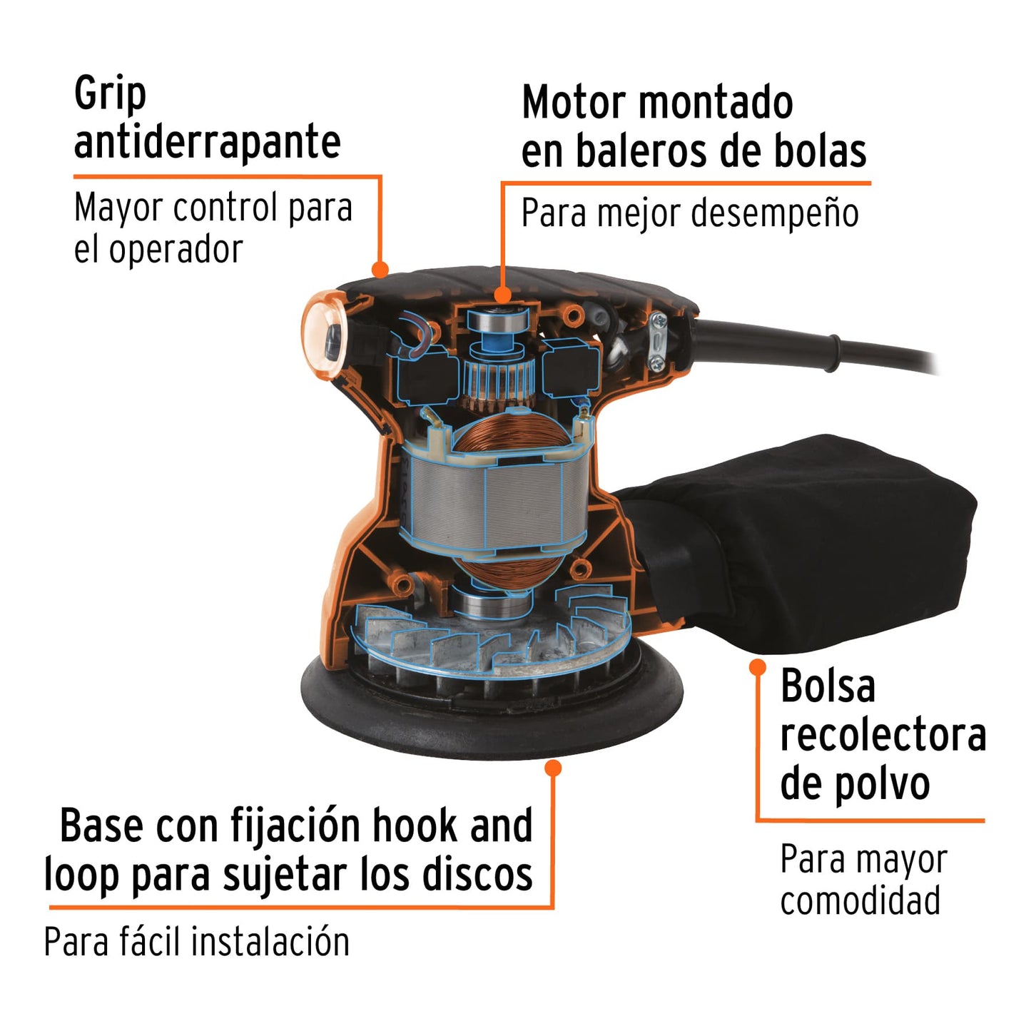 Lijadora roto orbital 5p profesional 240 w 15398 Truper Pieza