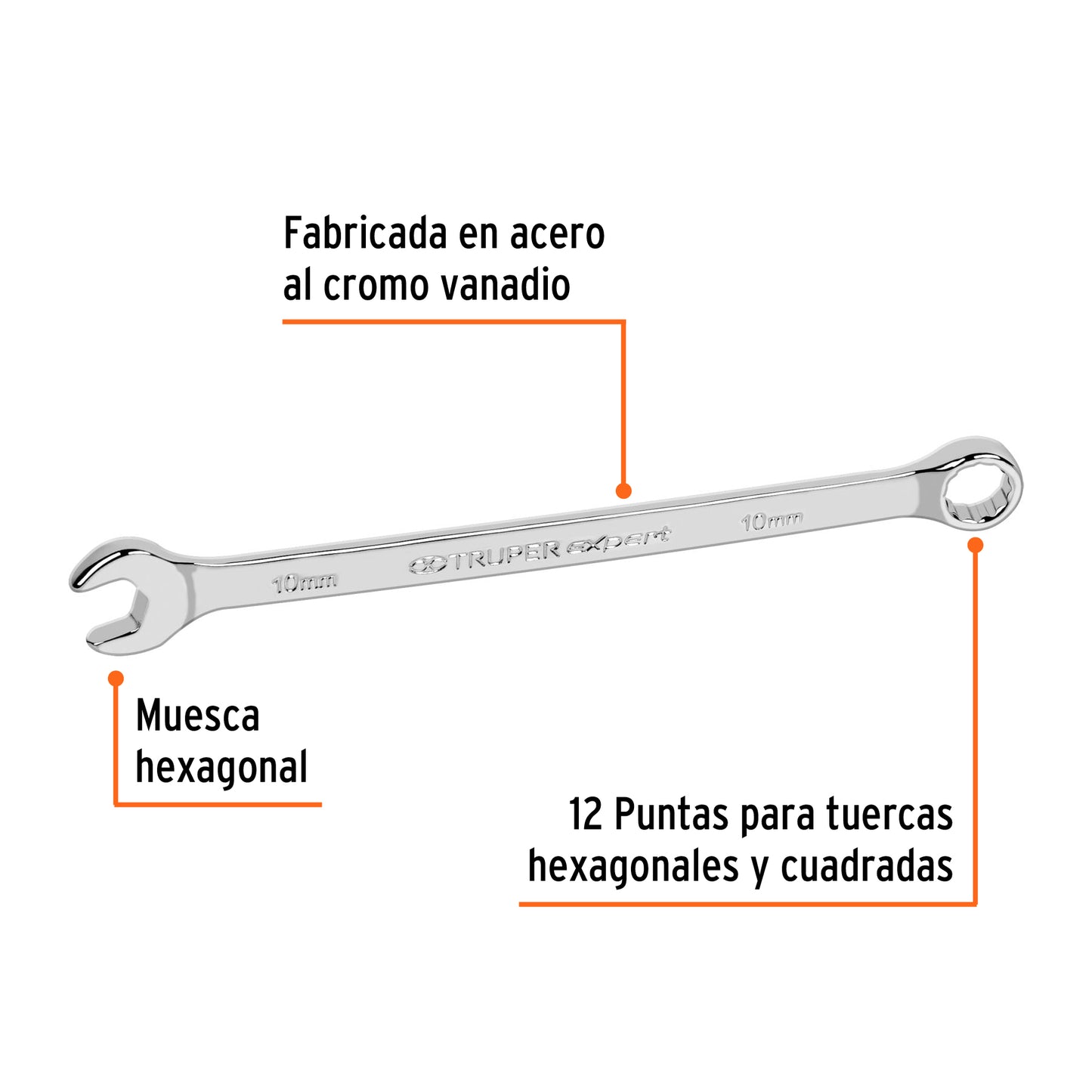 Llave combinada extralarga milimetrica 10 x 172 mm 15614 Pieza