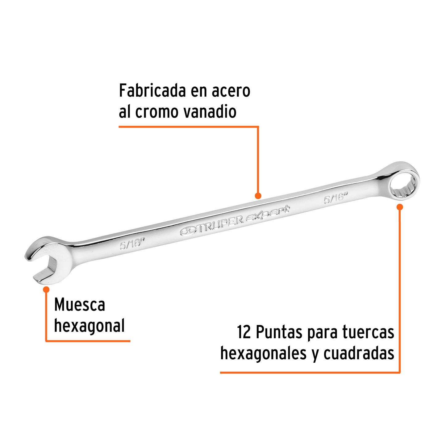 Llave combinada extralarga 5/16p x 147 mm Pieza