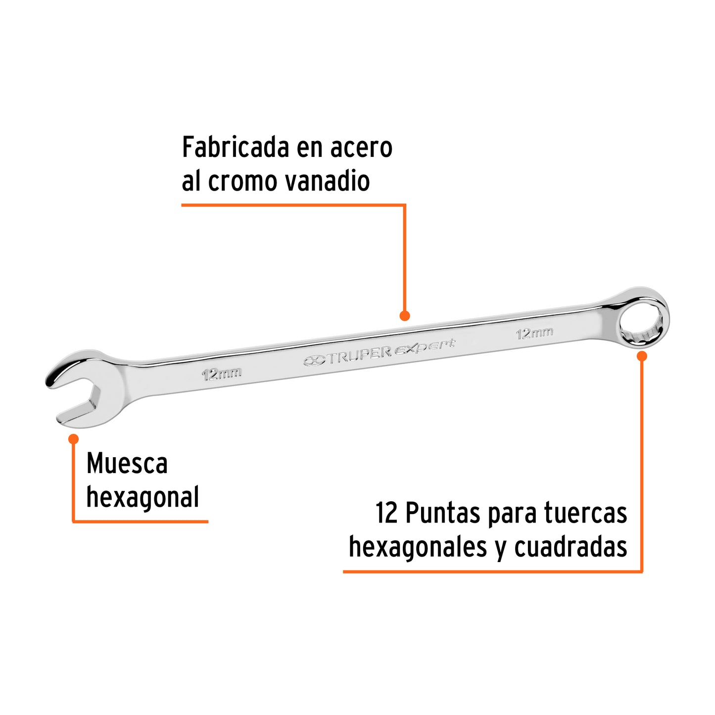 Llave combinada extralarga milimetrica 12 x 195 mm Pieza
