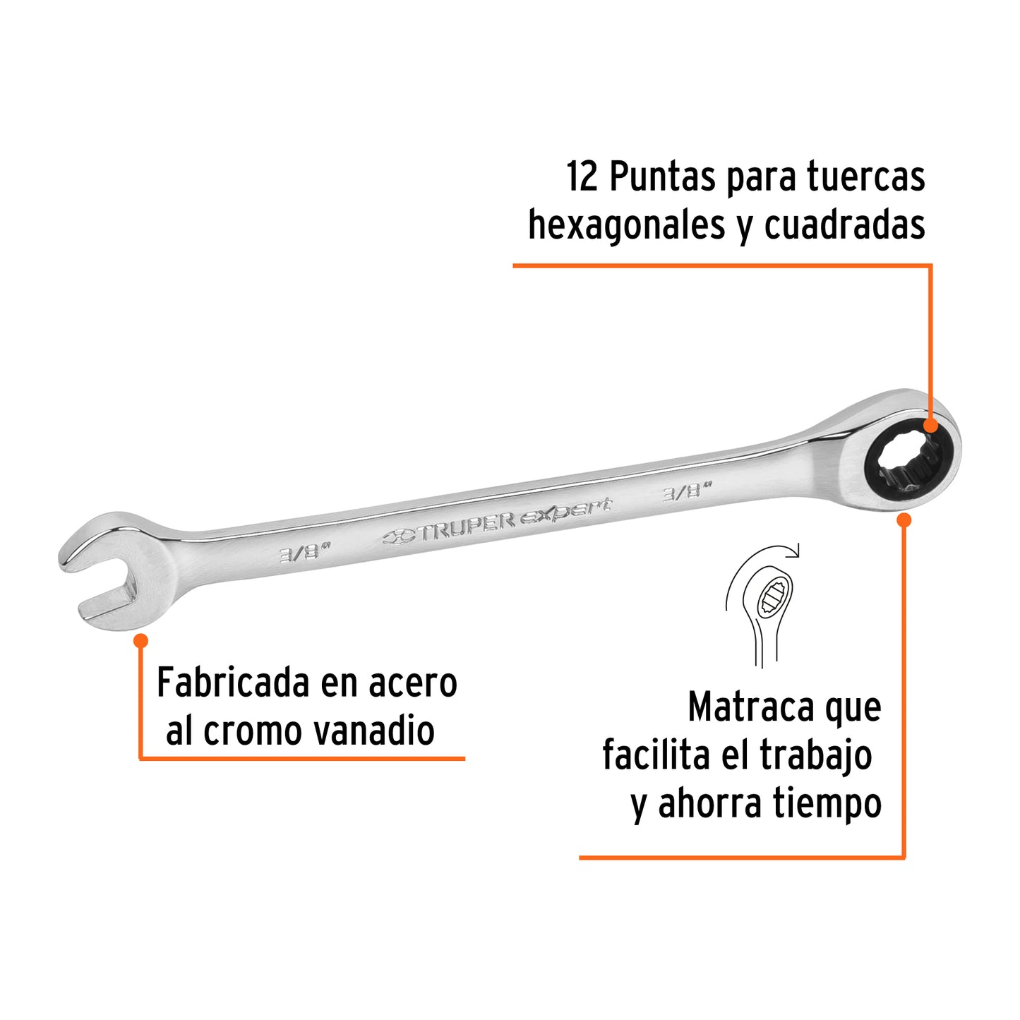 Llave combinada con matraca 3/8 15736 truper Pieza