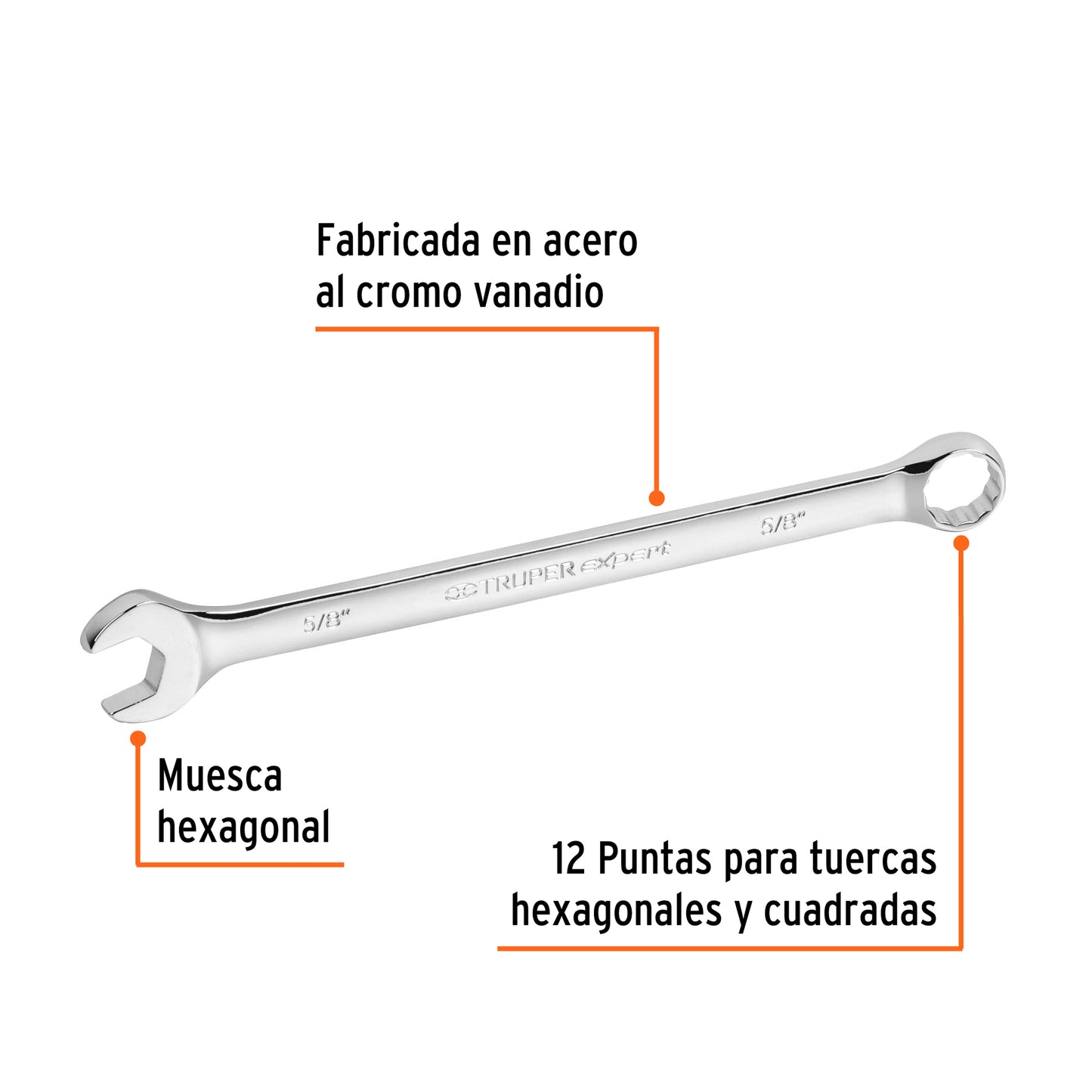 Llave combinada extralarga 5/8p x 240 mm 15596 Truper Pieza
