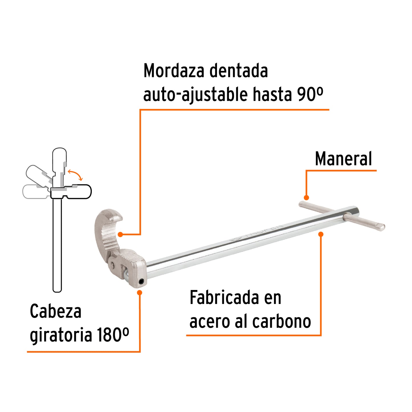 Llave para plomero 12p 12874 Truper Pieza