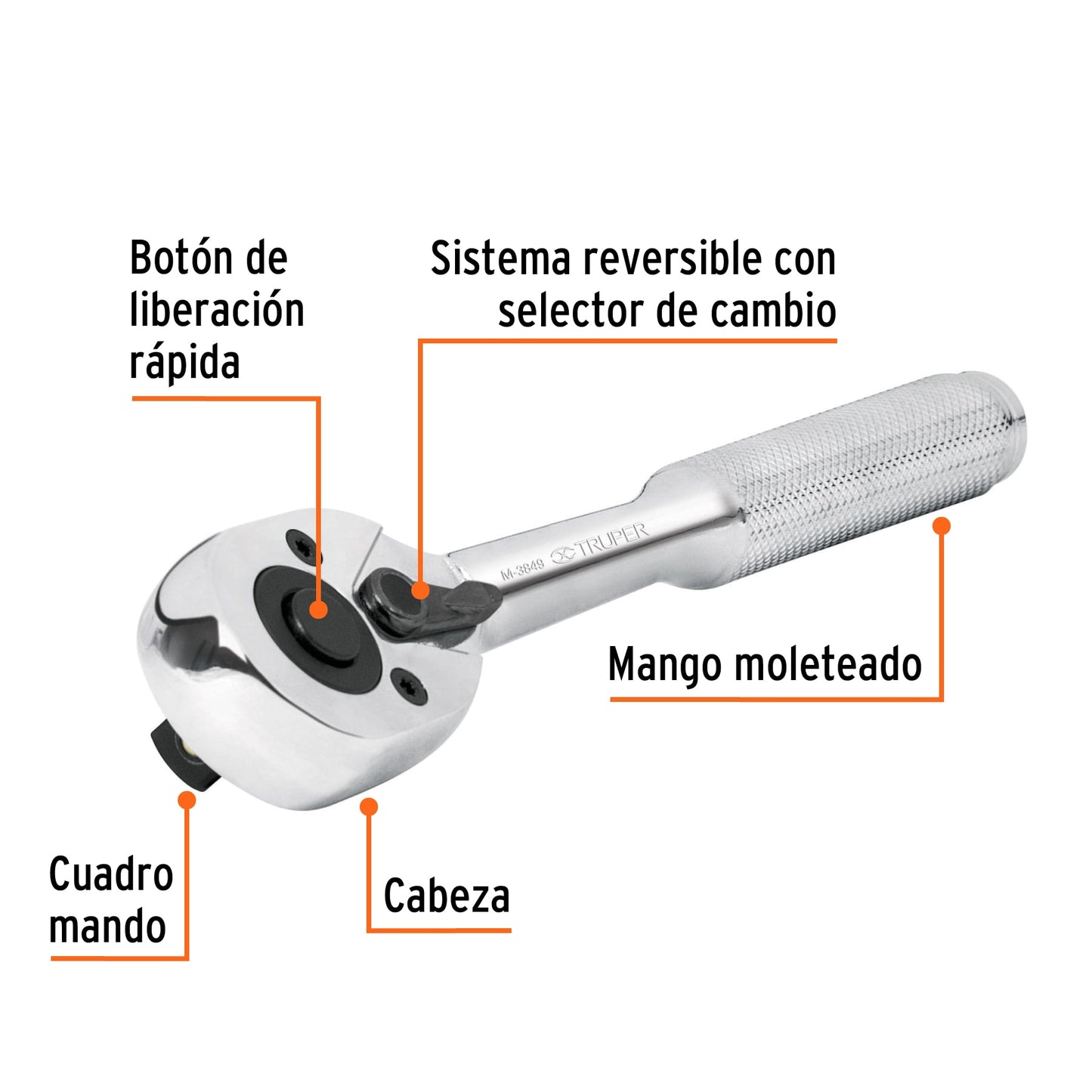 Matraca cabeza de pera para dados cuadro 3/8p Pieza