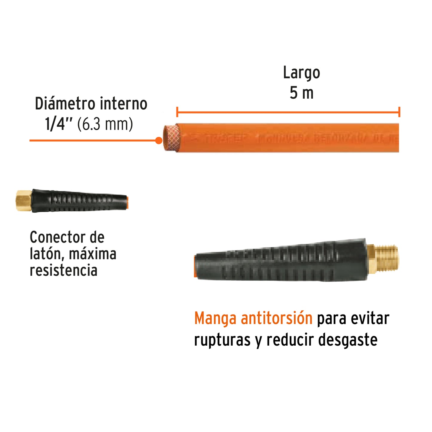 Manguera de pvc baja presion para compresor 5 mts 1/4 19013 truper Pieza