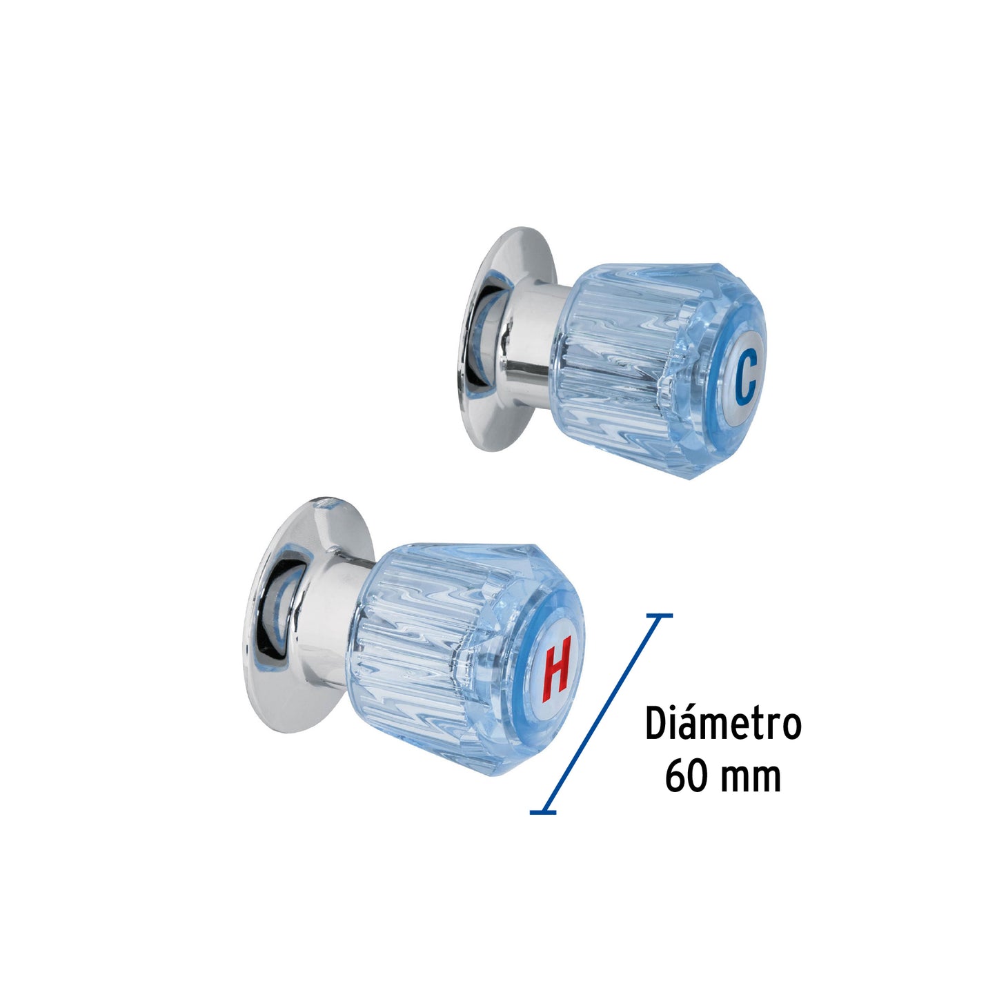 Juego de 2 manerales de acrilico regadera azul Basic 49461 Foset Par