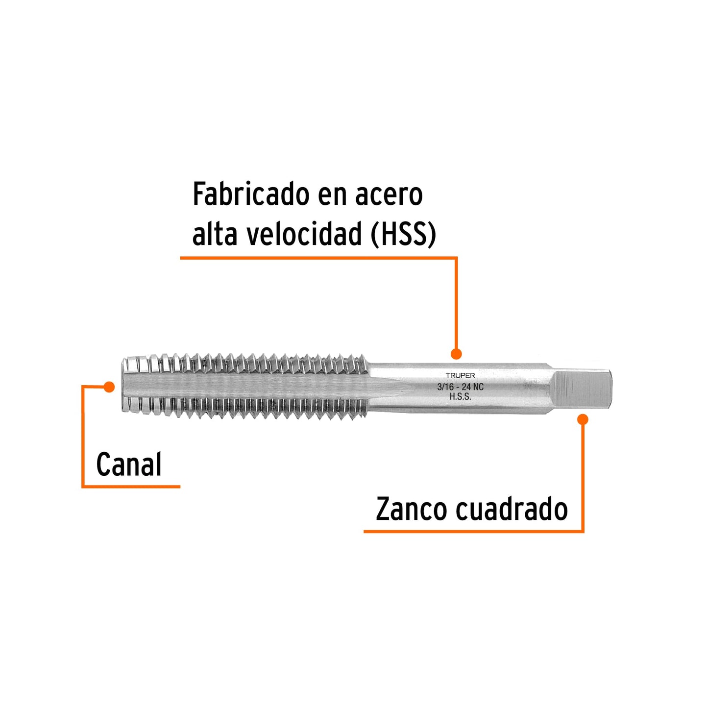 Machuelo semicanico 3/16p x 24 nc 11403 truper Pieza