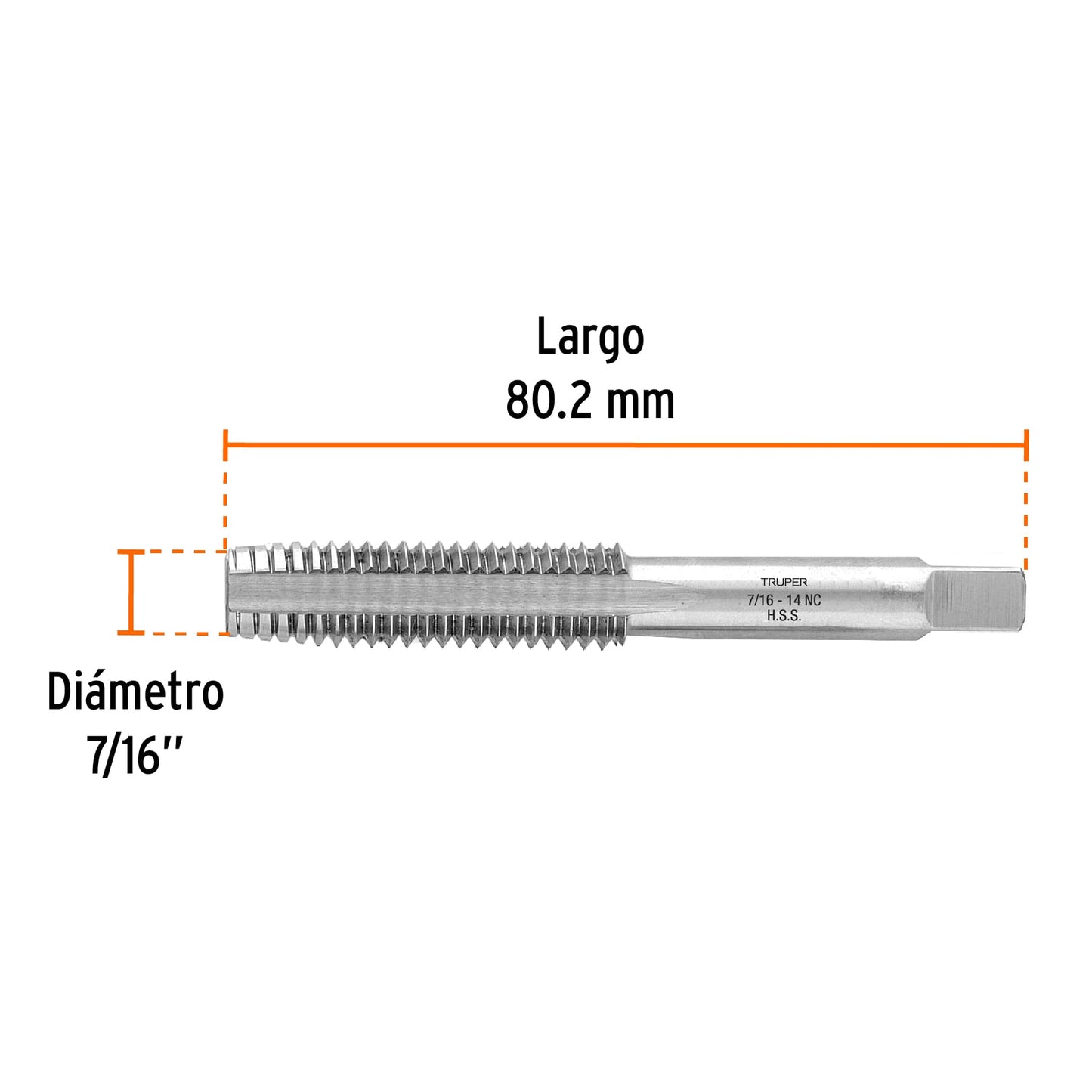 Machuelo semicónico 7/16p x 14 cuerda gruesa 11411 Truper Pieza