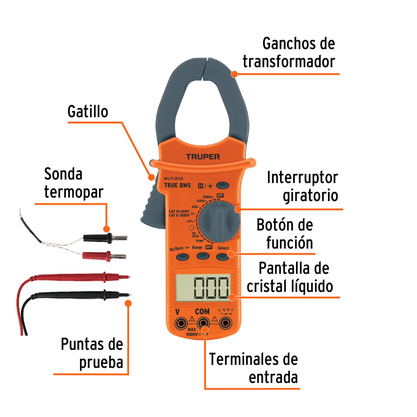 Multimetro para mantenimiento industrial con gancho 10404 truper Pieza
