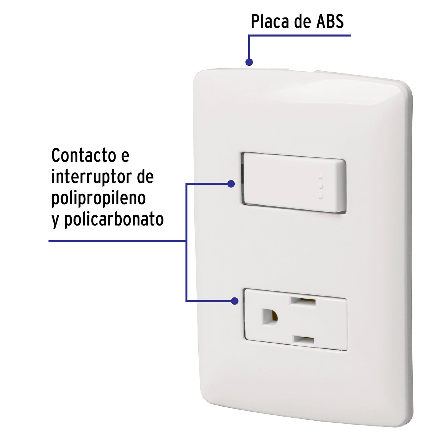 Placa armada con 1 interruptor sencillo y tomacorriente 46455 volteck Pieza