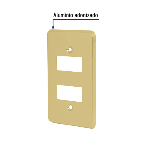 Placa 2 modulos de aluminio linea Economica 46436 Volteck Pieza