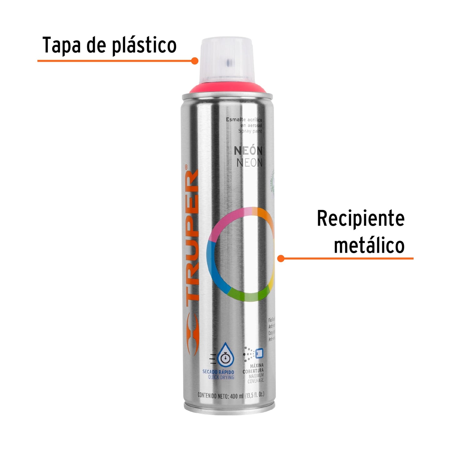 Pintura en aerosol fluorescente rosa truper19074 Pieza
