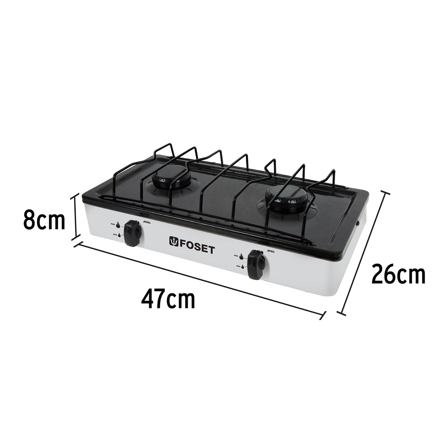 Parrilla de gas 2 quemadores color blanco 48147 Foset Pieza