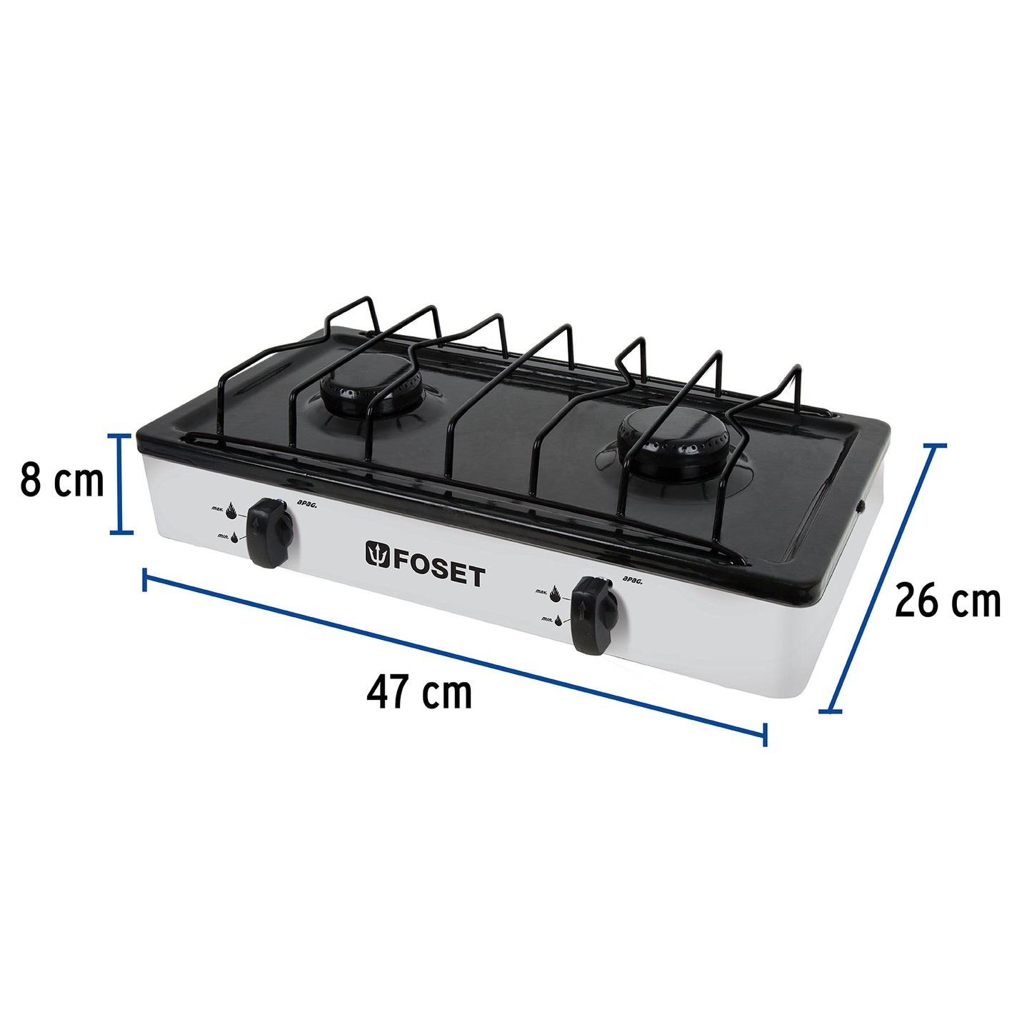 Parrilla de gas 2 quemadores color blanco 48147 Foset Pieza