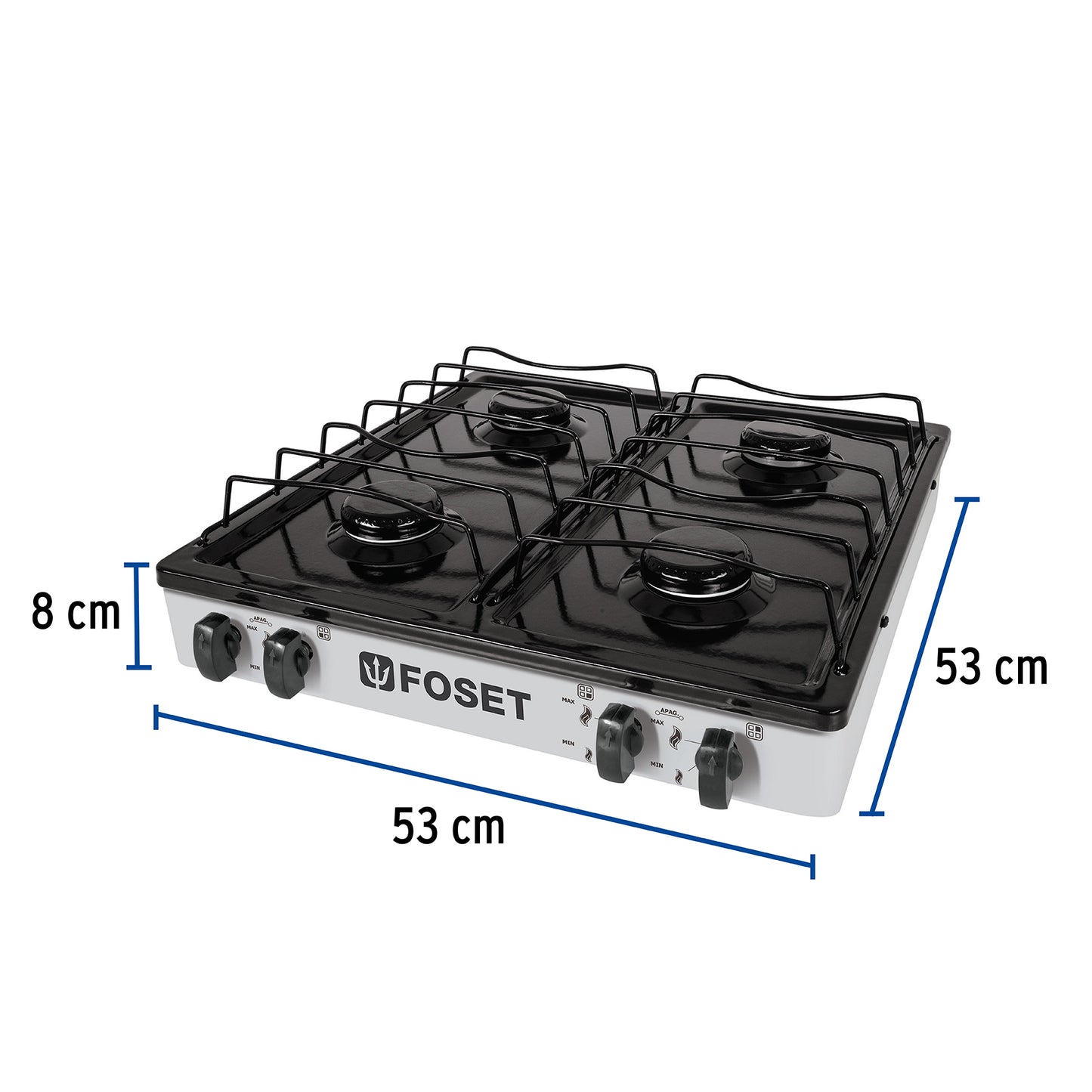 Parrilla de gas 4 quemadores color blanco 48150 Foset Pieza