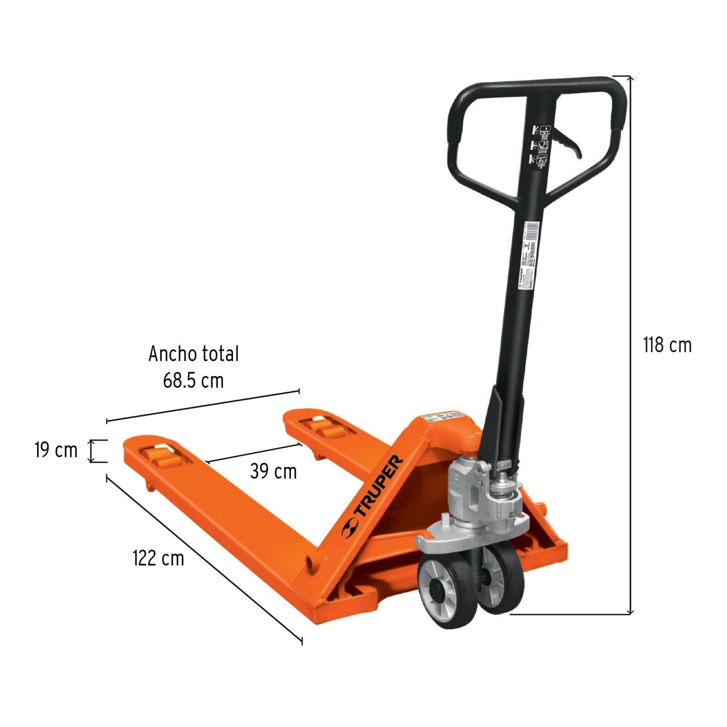 Patin traspaleta 2 ton con ruedas de hule/poliuretano 15081 Truper Pieza