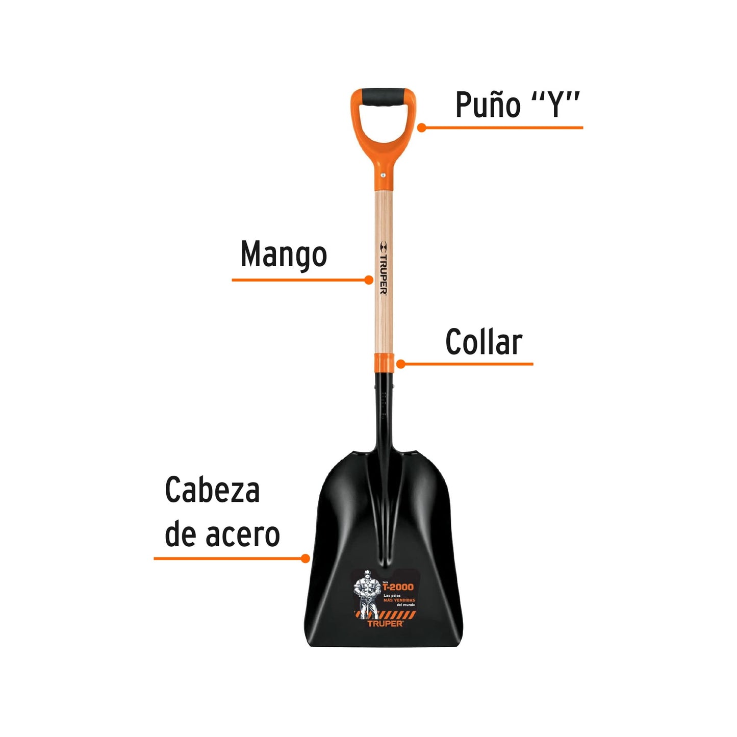 Pala carbonera T-2000 puño Y corto 17164 Truper Pieza