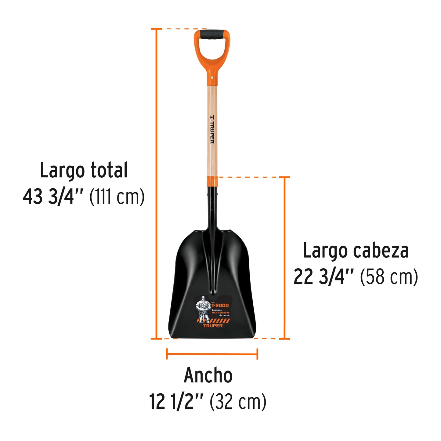 Pala carbonera T-2000 puño Y corto 17164 Truper Pieza
