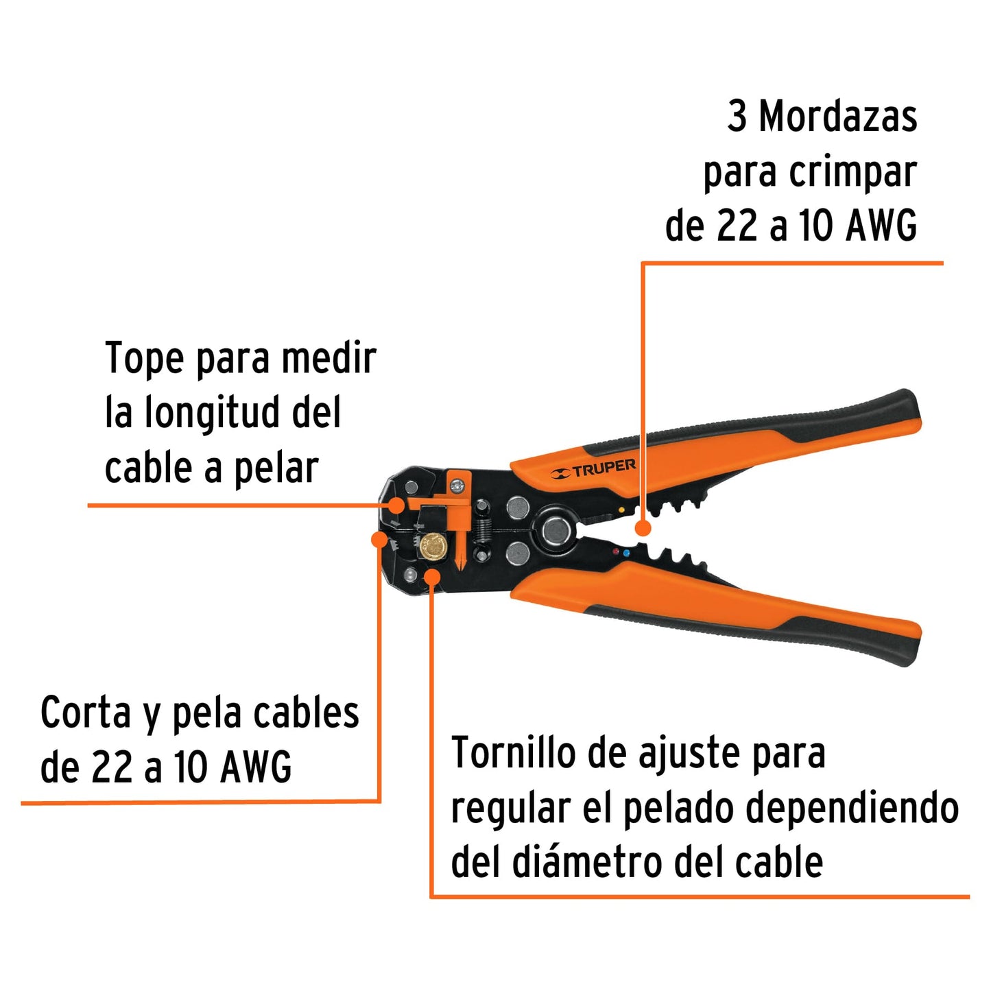 Pinzas pelacables automática 17360 Truper Pieza