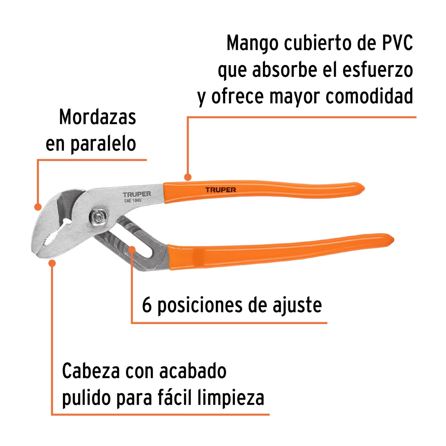 Pinza de extensión 10 mango de PVC 17351 Truper Pieza
