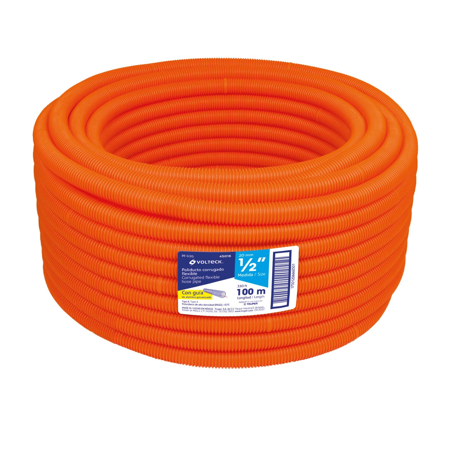 Poliducto corrugado flexible 1/2 con guia rollo 100 m 45016 Volteck Metro