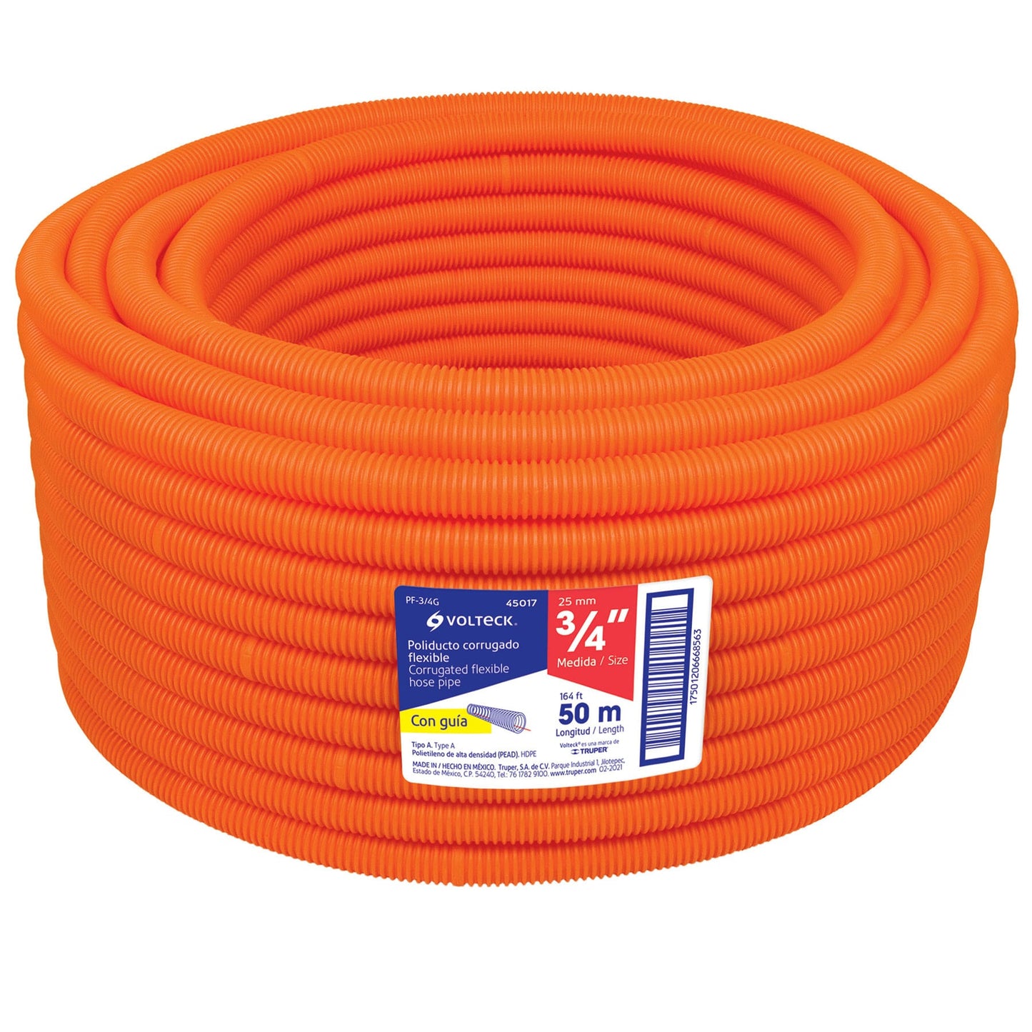 Poliducto corrugado flexible 3/4 con guia rollo 50 m 45017 Volteck Metro