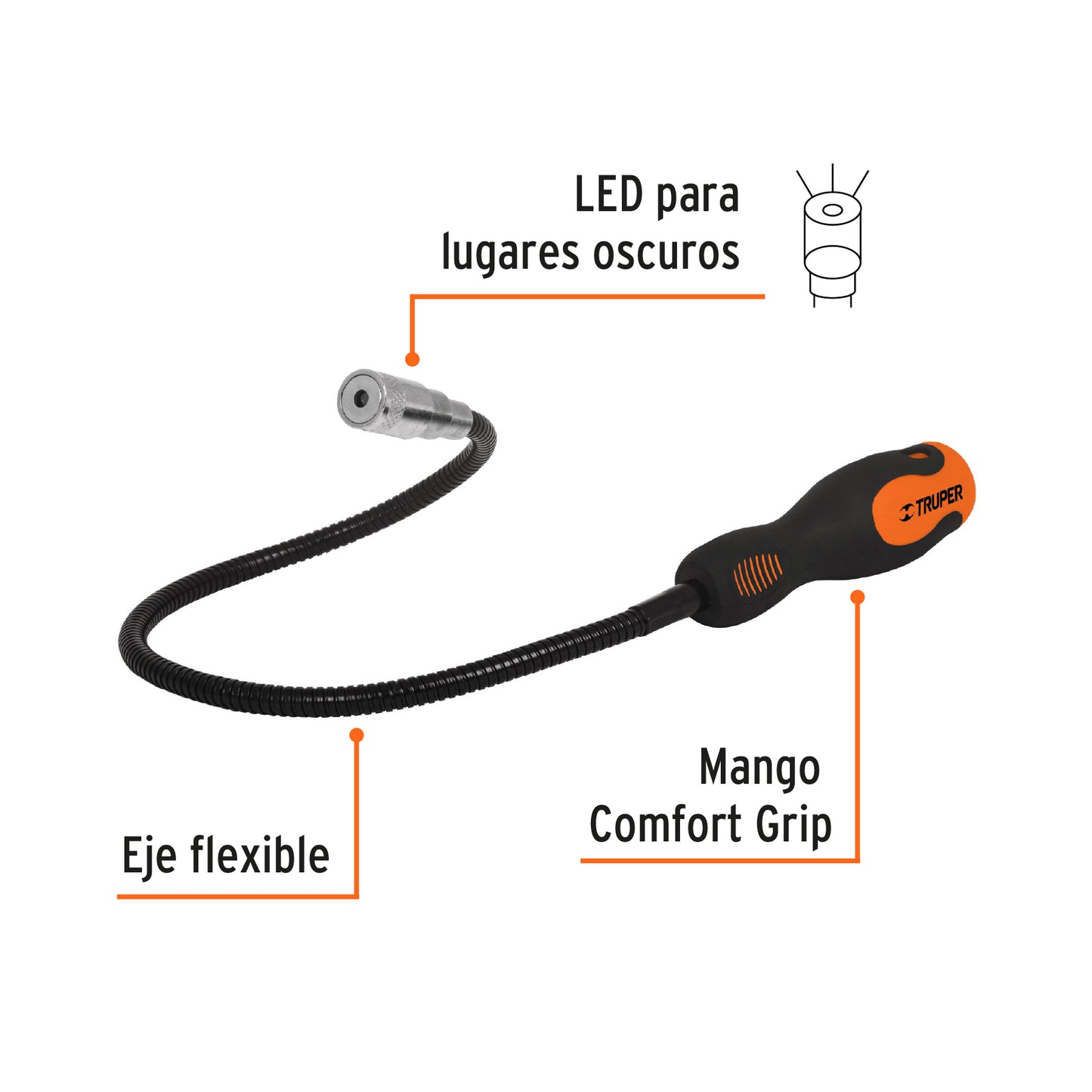 Iman extendible flexible con led levanta a 3 kg 15326 truper Pieza