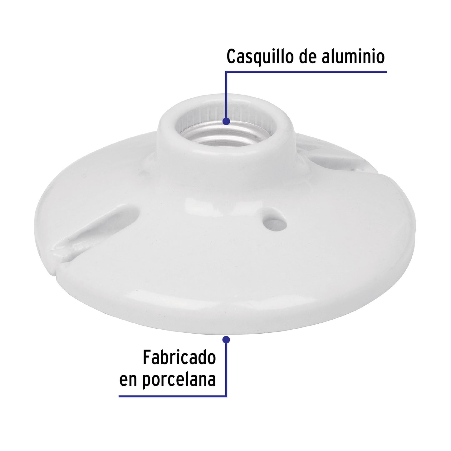 Portalampara de porcelana 4 1/2 circular 46524 Pieza
