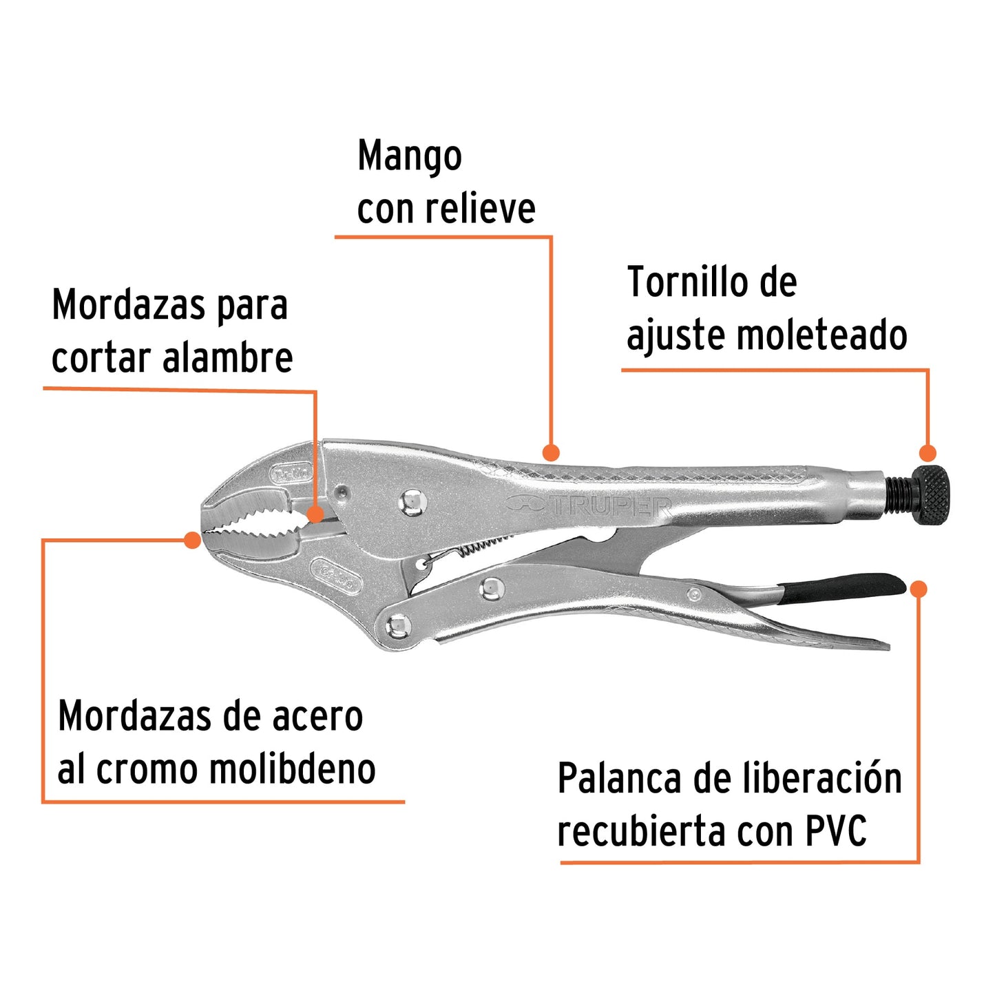 Pinza de presion 10p mordaza curva truper Pieza