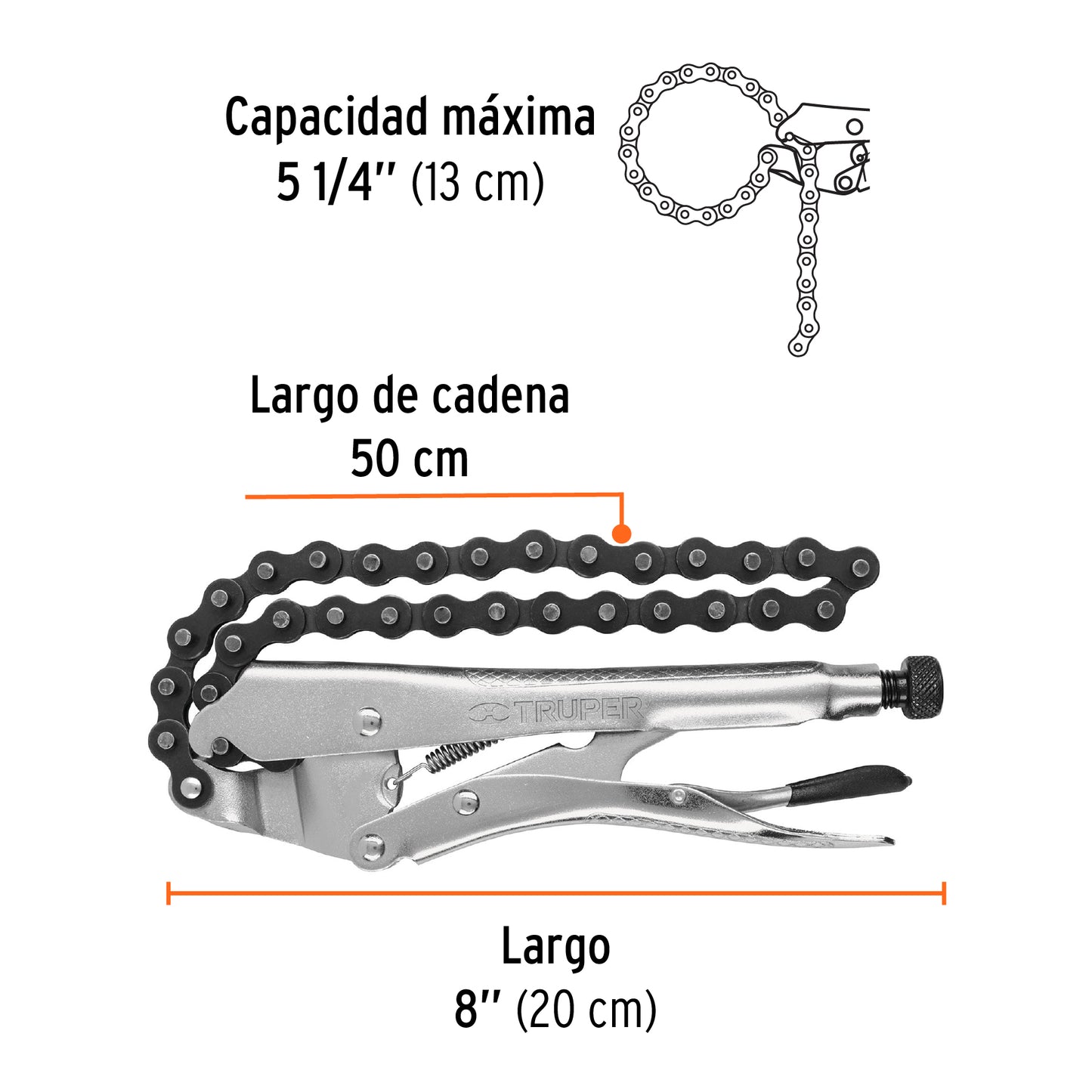 Pinza de presión de cadena 8p Truper 17438 Pieza