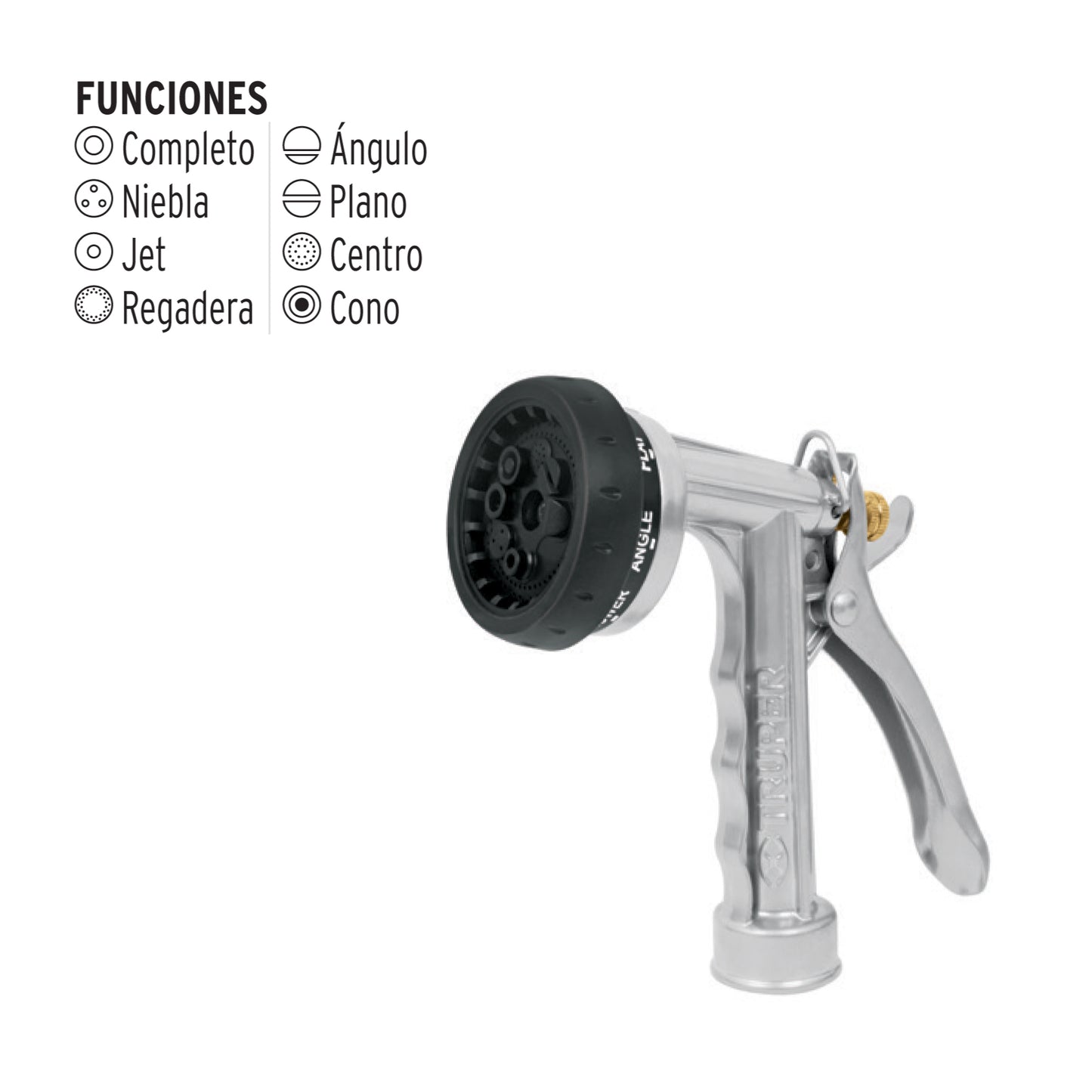 Pistola metálica para riego 8 funciones 17481 Truper Pieza