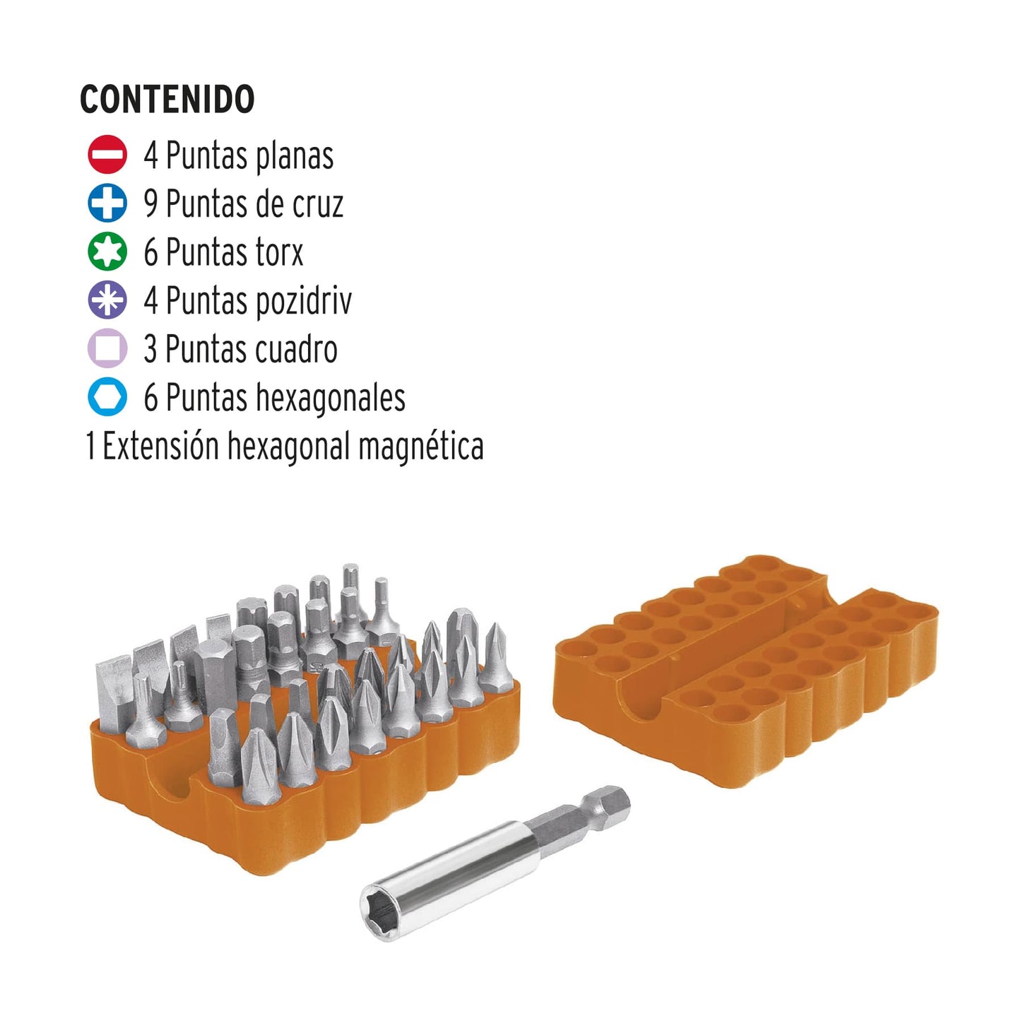 Juego de 33 puntas de desarmador largo 1p Pieza