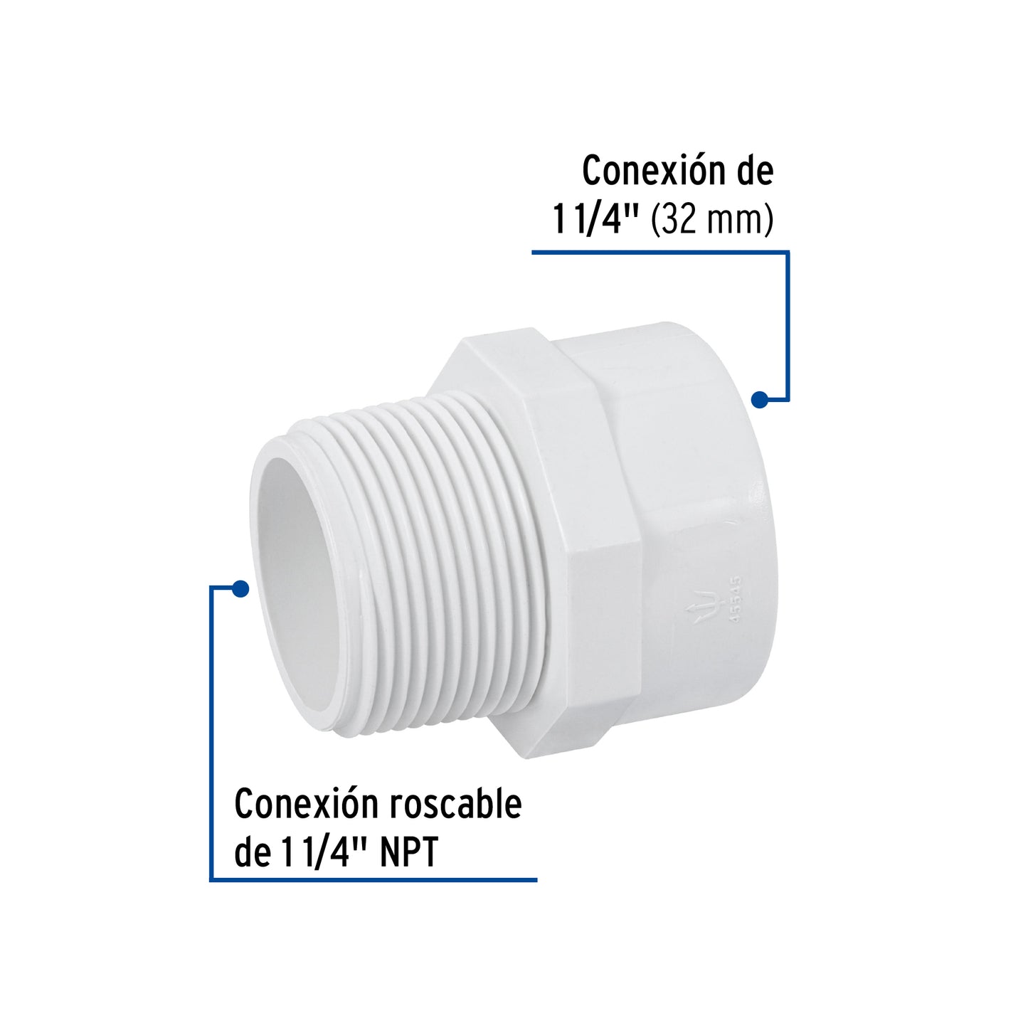 Adaptador macho de PVC 1 1/4 45545 Foset Pieza