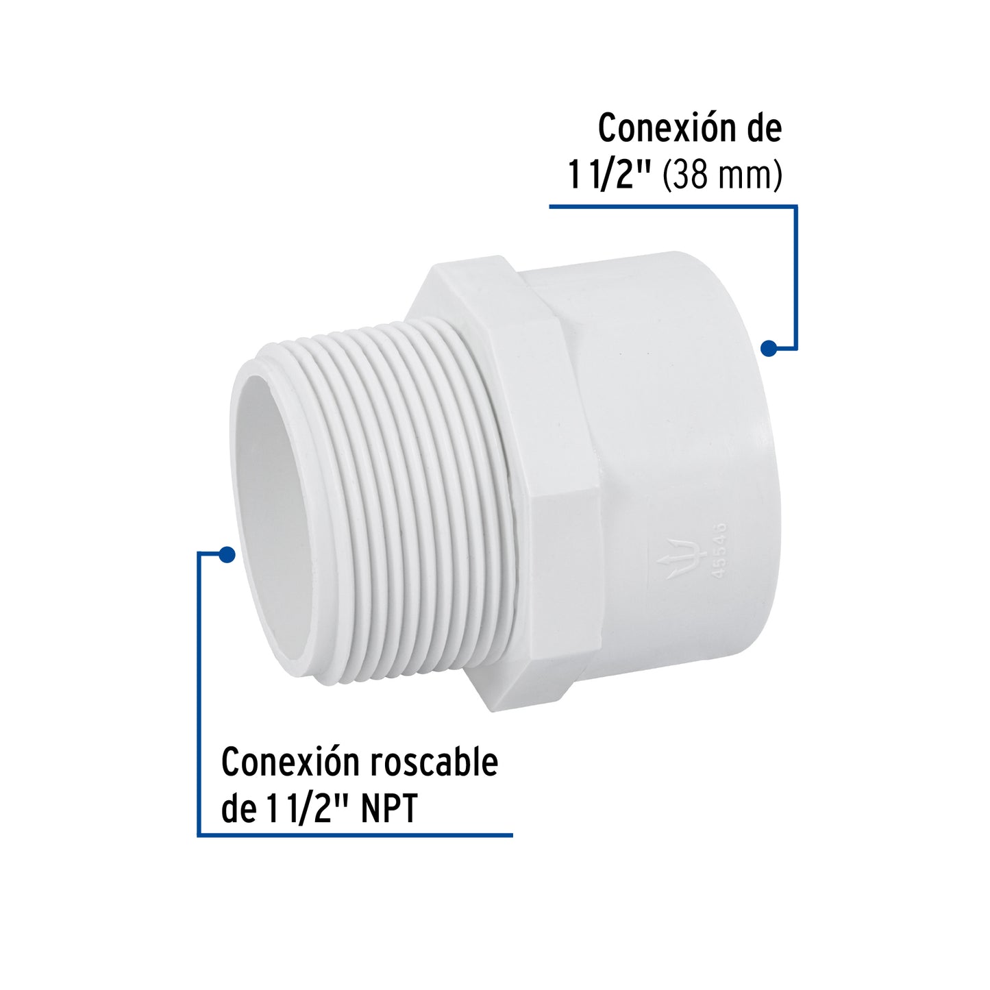 Adaptador macho de PVC 1 1/2 45546 Foset Pieza