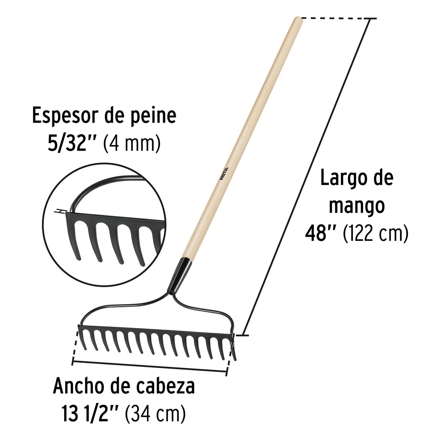 Rastrillo jardinero 14 dientes pretul25054 Pieza