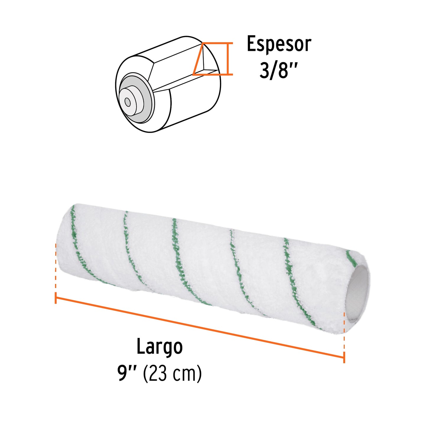 Repuesto rodillo para pintar 9 x 3/8p de microfibra13921 Pieza