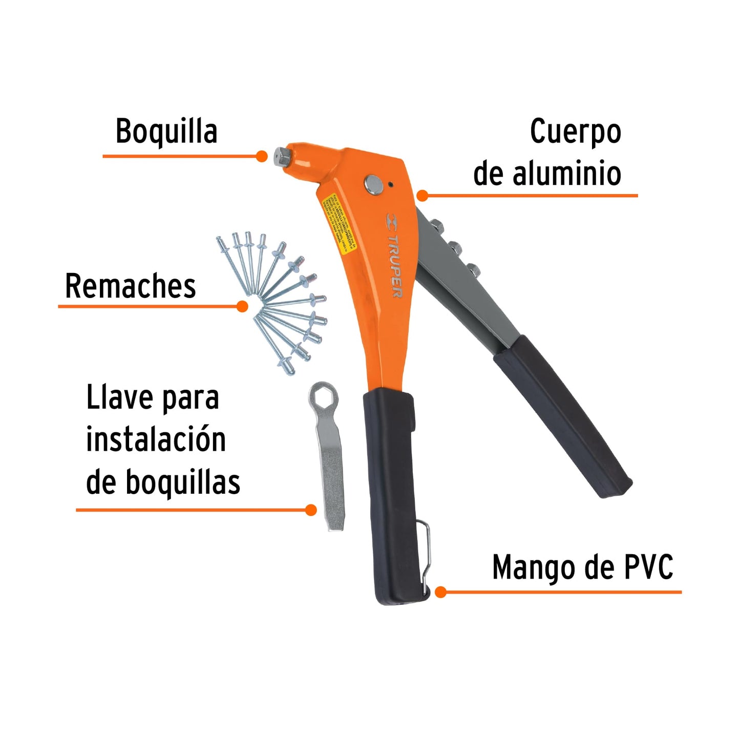 Remachadora 9p profesional con remaches 17961 truper Pieza