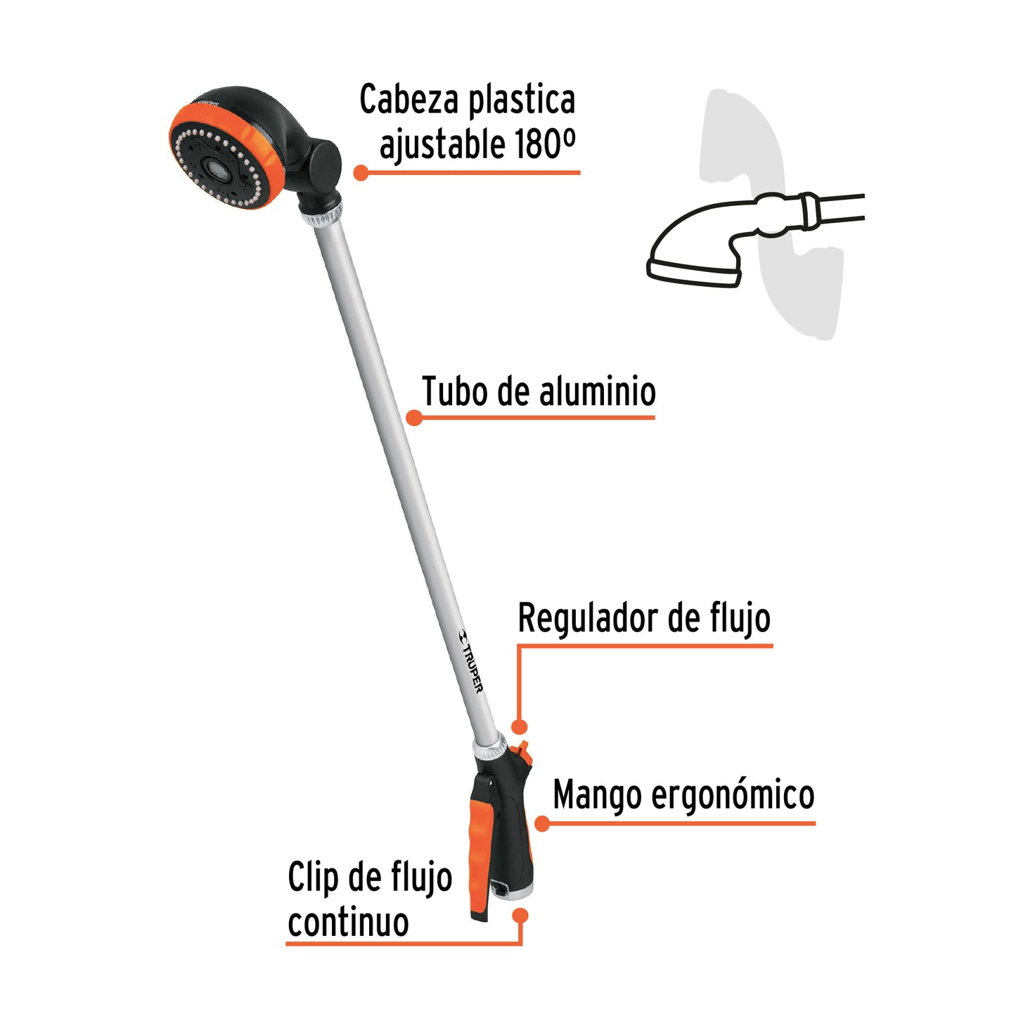 Regadera con extension de 32p 10325 truper Pieza