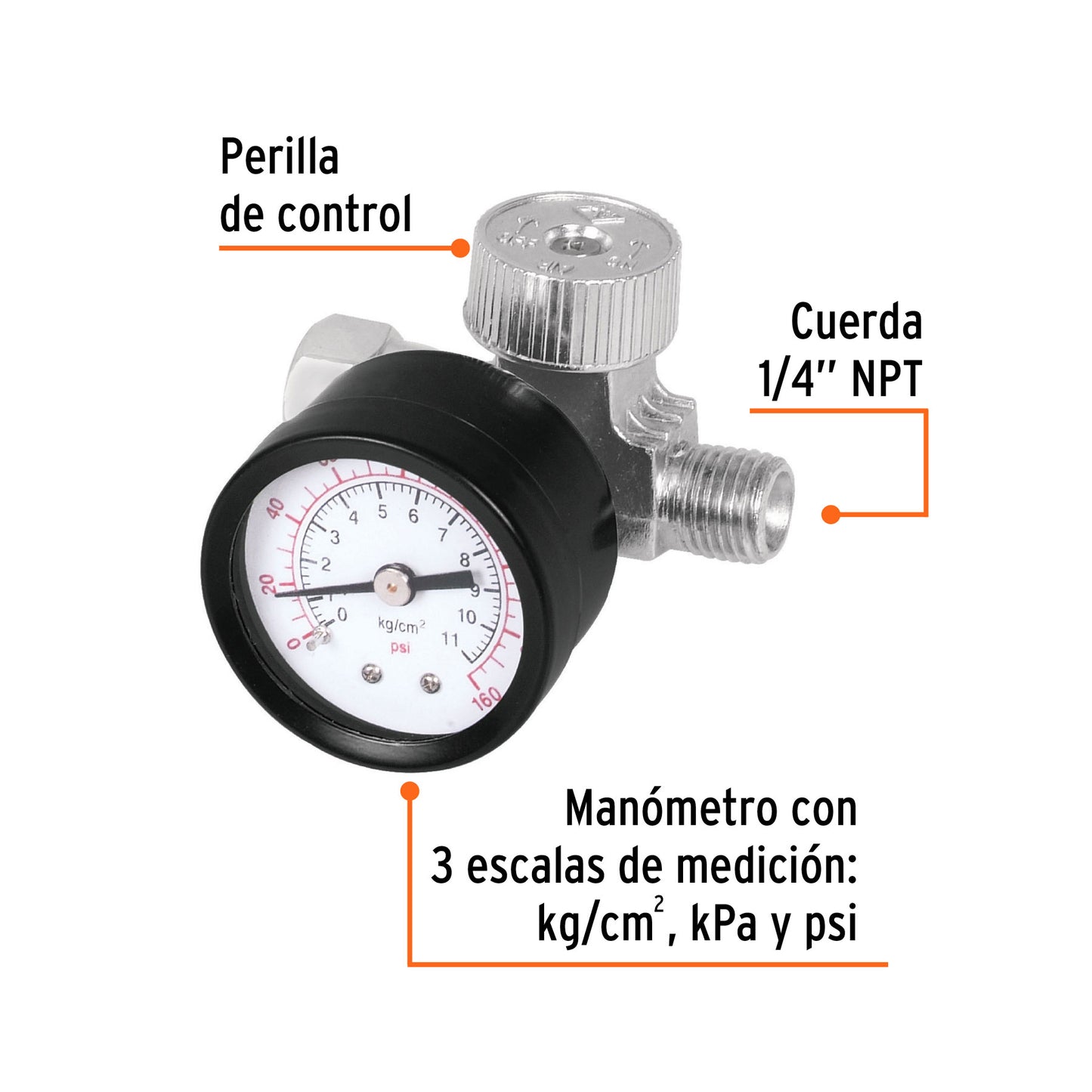 Regulador de aire para compresor cuerda 1/4 npt max 160 psi 19239 truper Pieza
