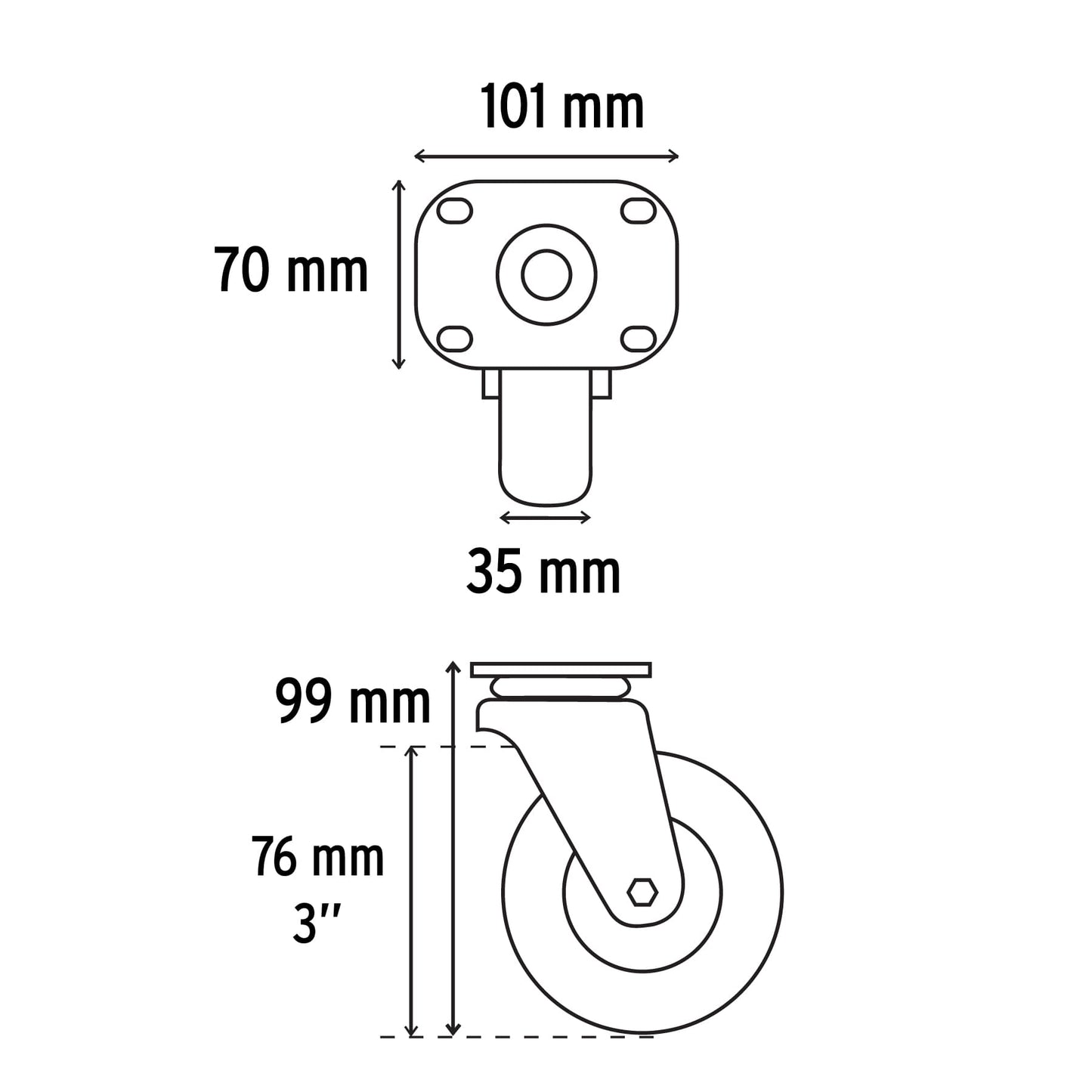 Rodaja hule 3 35 mm con balero 48611 Fiero Pieza