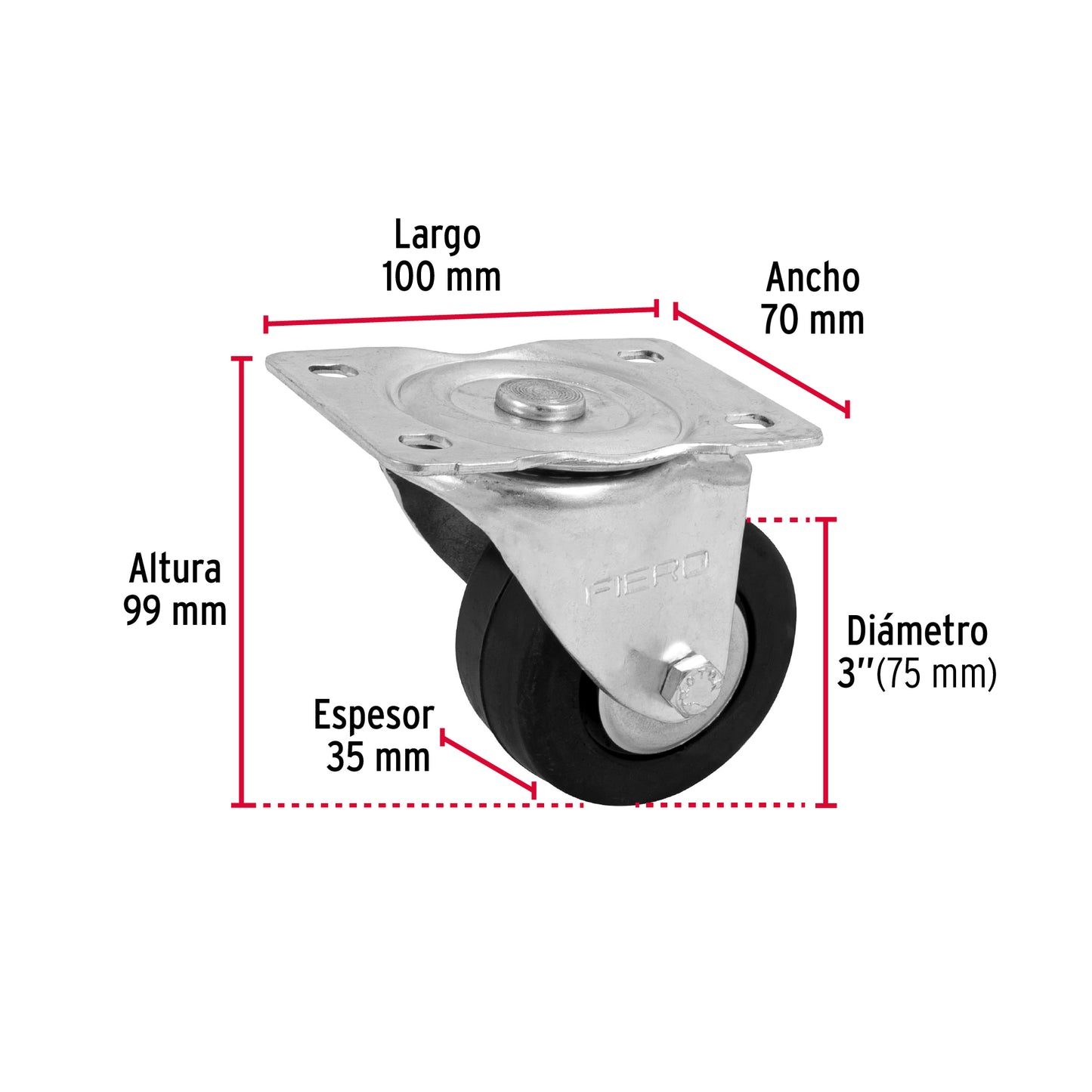 Rodaja hule 3 35 mm con balero 48611 Fiero Pieza