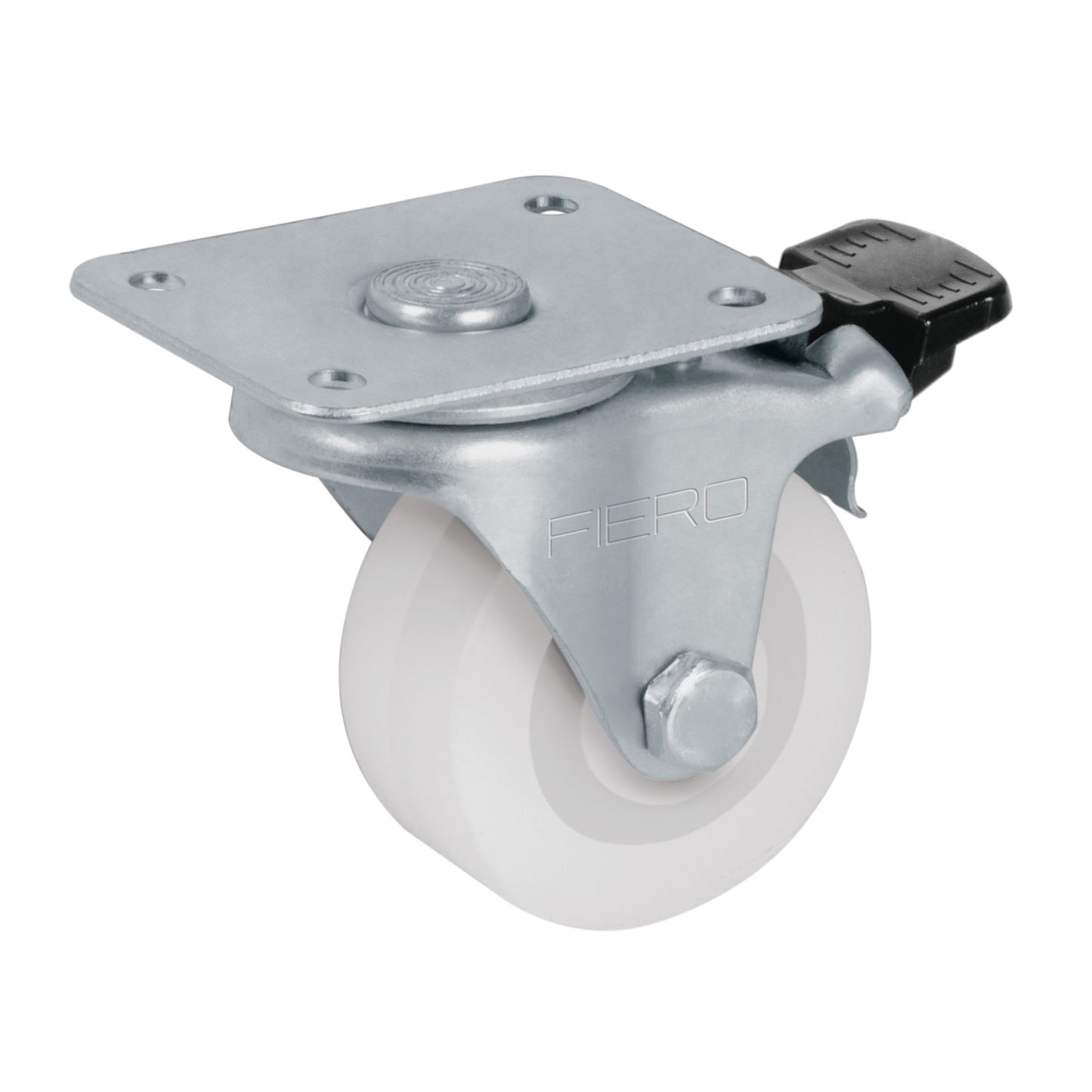 Rodaja de polietileno 2p placa giratoria 22mm con freno 48633 Fiero Pieza