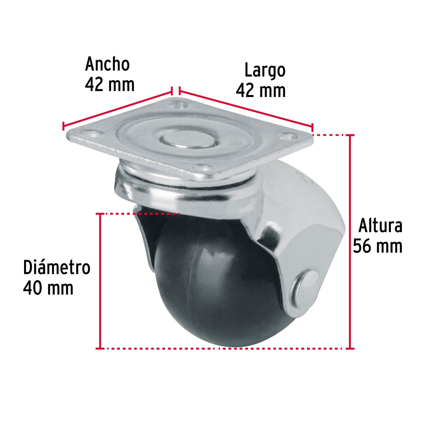 Rodaja esferica 40 mm con placa 44390 Fiero Pieza