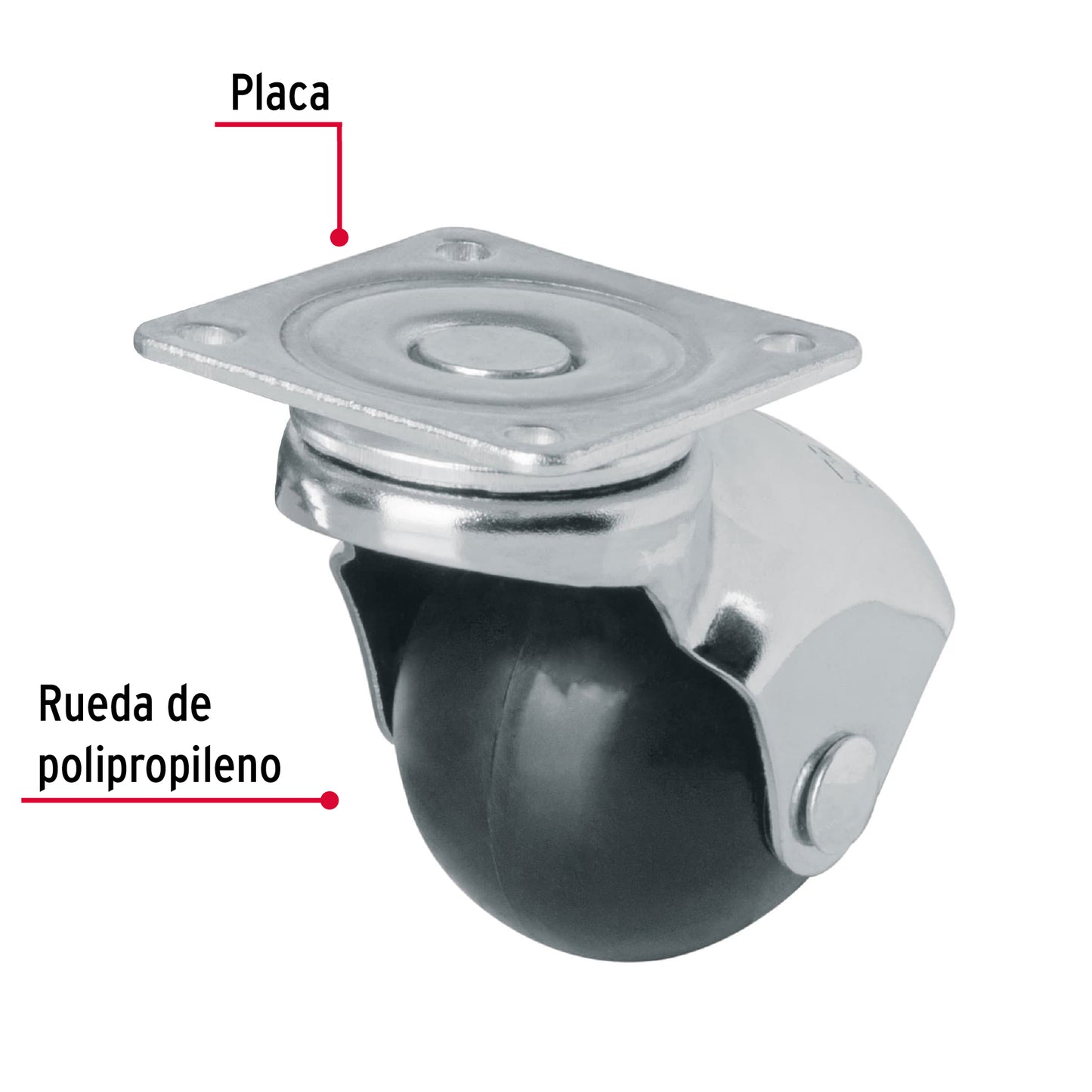 Rodaja esferica 40 mm con placa 44390 Fiero Pieza