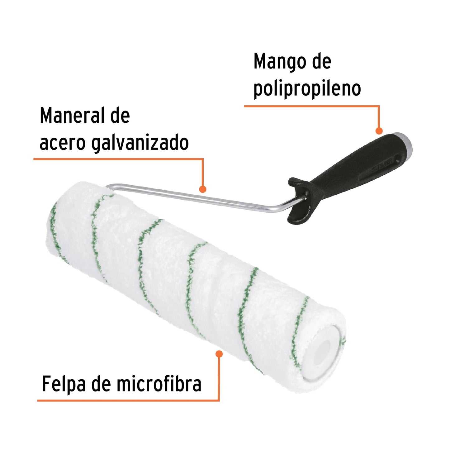 Rodillo microfibra para pintar 9 x 3/8 13894 truper Pieza