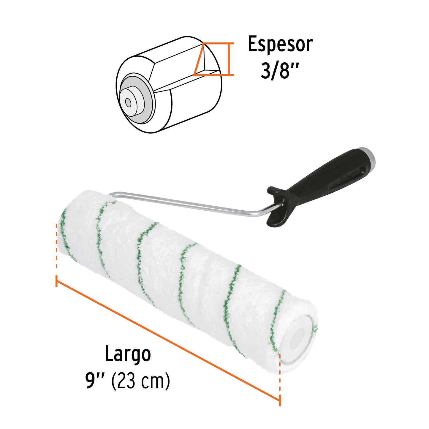 Rodillo microfibra para pintar 9 x 3/8 13894 truper Pieza