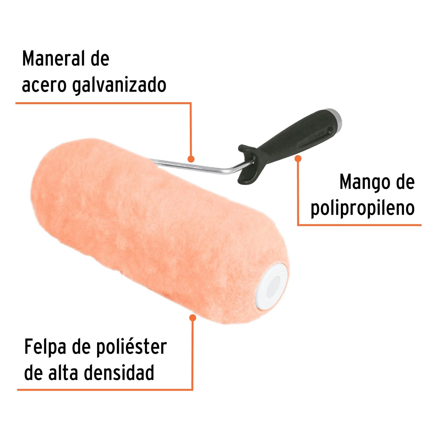 Rodillo para pintar felpa 9 x 1p rugosa 13878 Truper Pieza