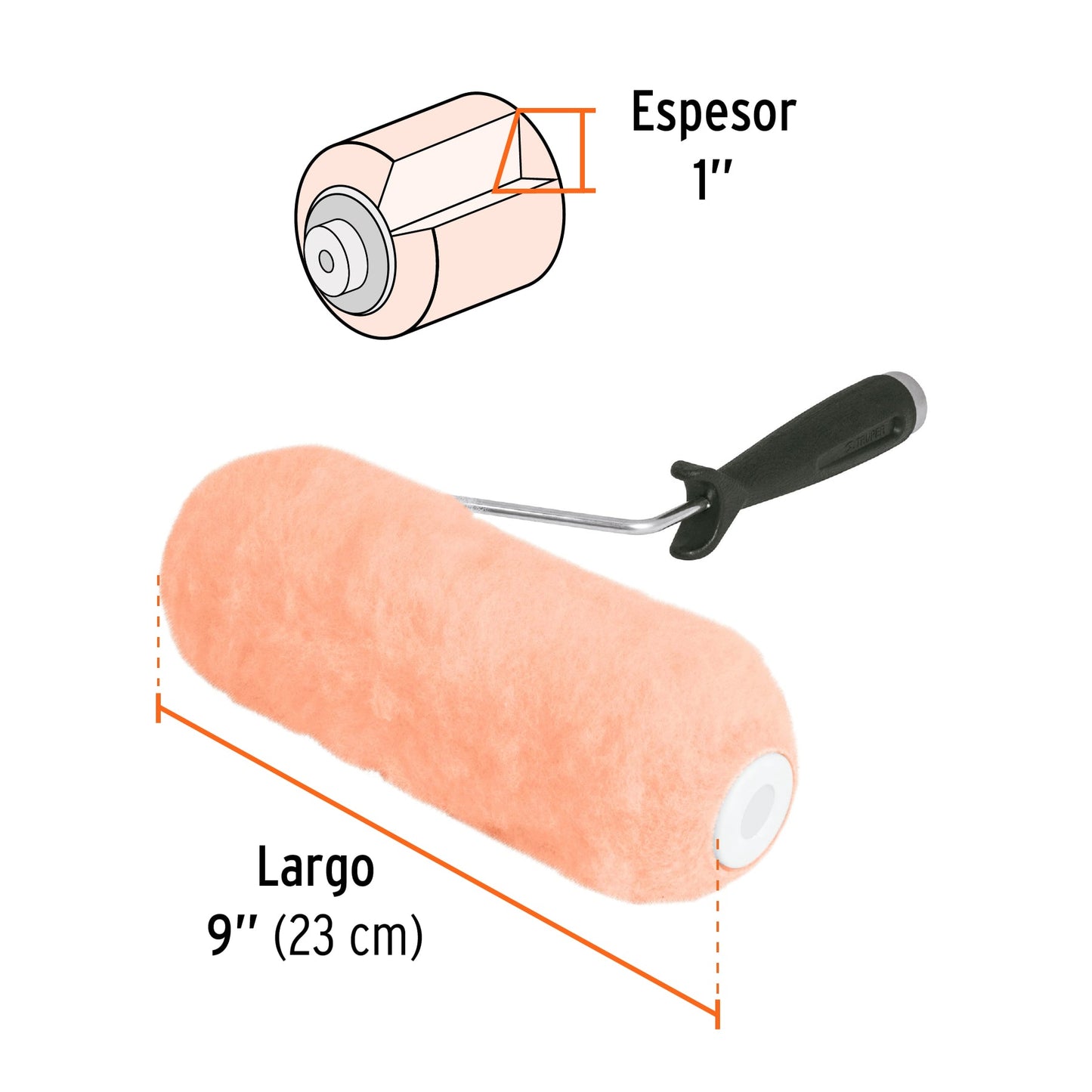 Rodillo para pintar felpa 9 x 1p rugosa 13878 Truper Pieza